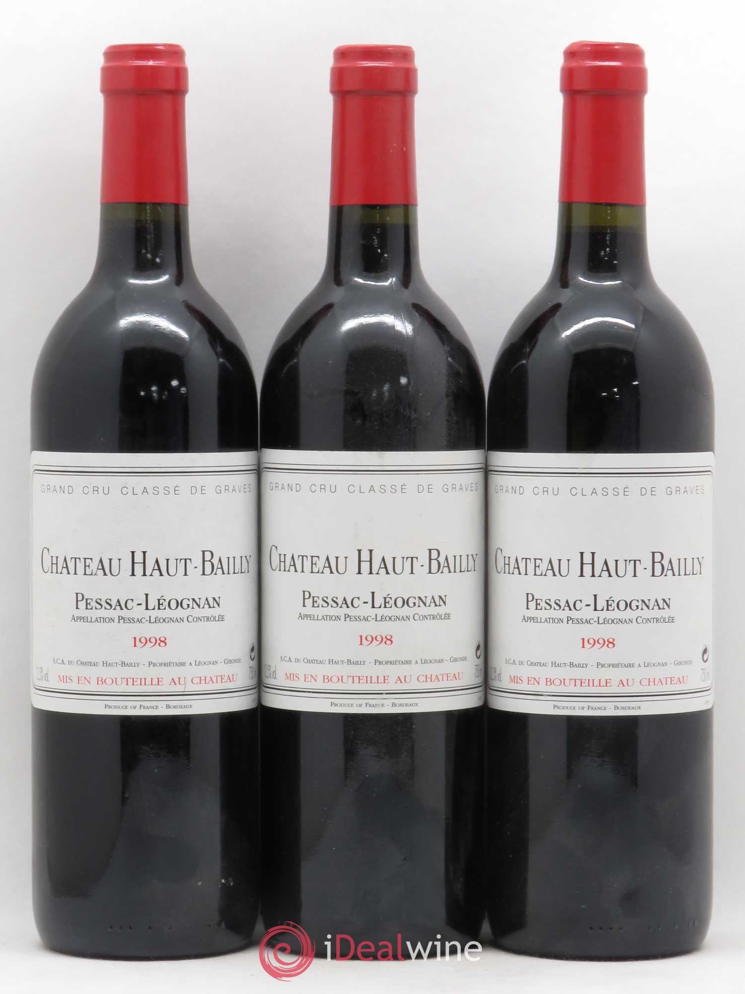 Château Haut-Bailly Cru Classé de Graves 1998 - Lot de 3 bouteilles - 0