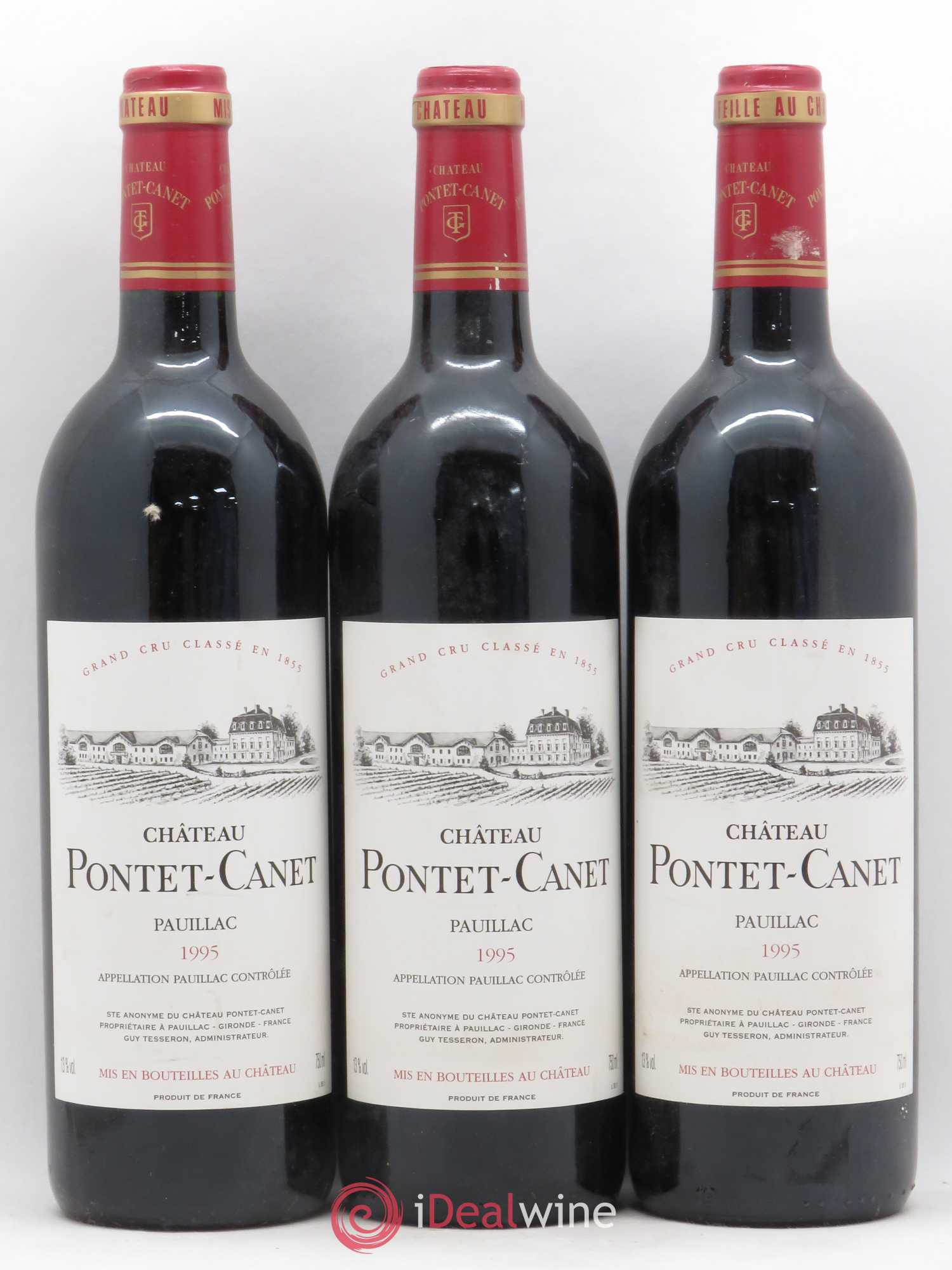 Château Pontet Canet 5ème Grand Cru Classé 1995 - Lot de 3 bouteilles - 0