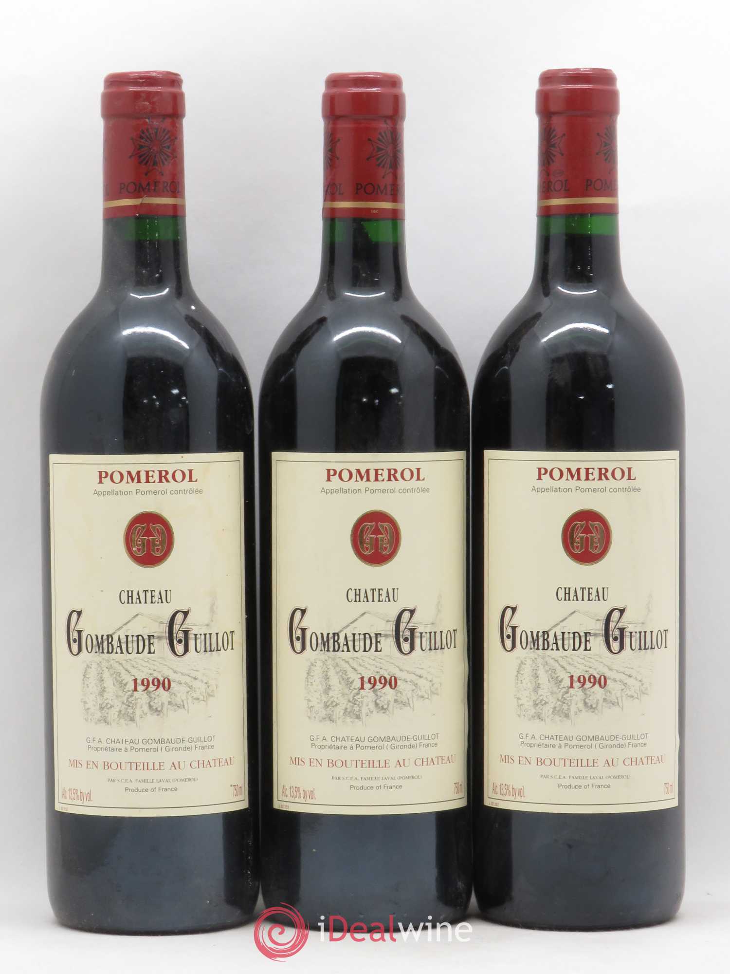 Château Gombaude Guillot 1990 - Lot de 3 bouteilles - 0