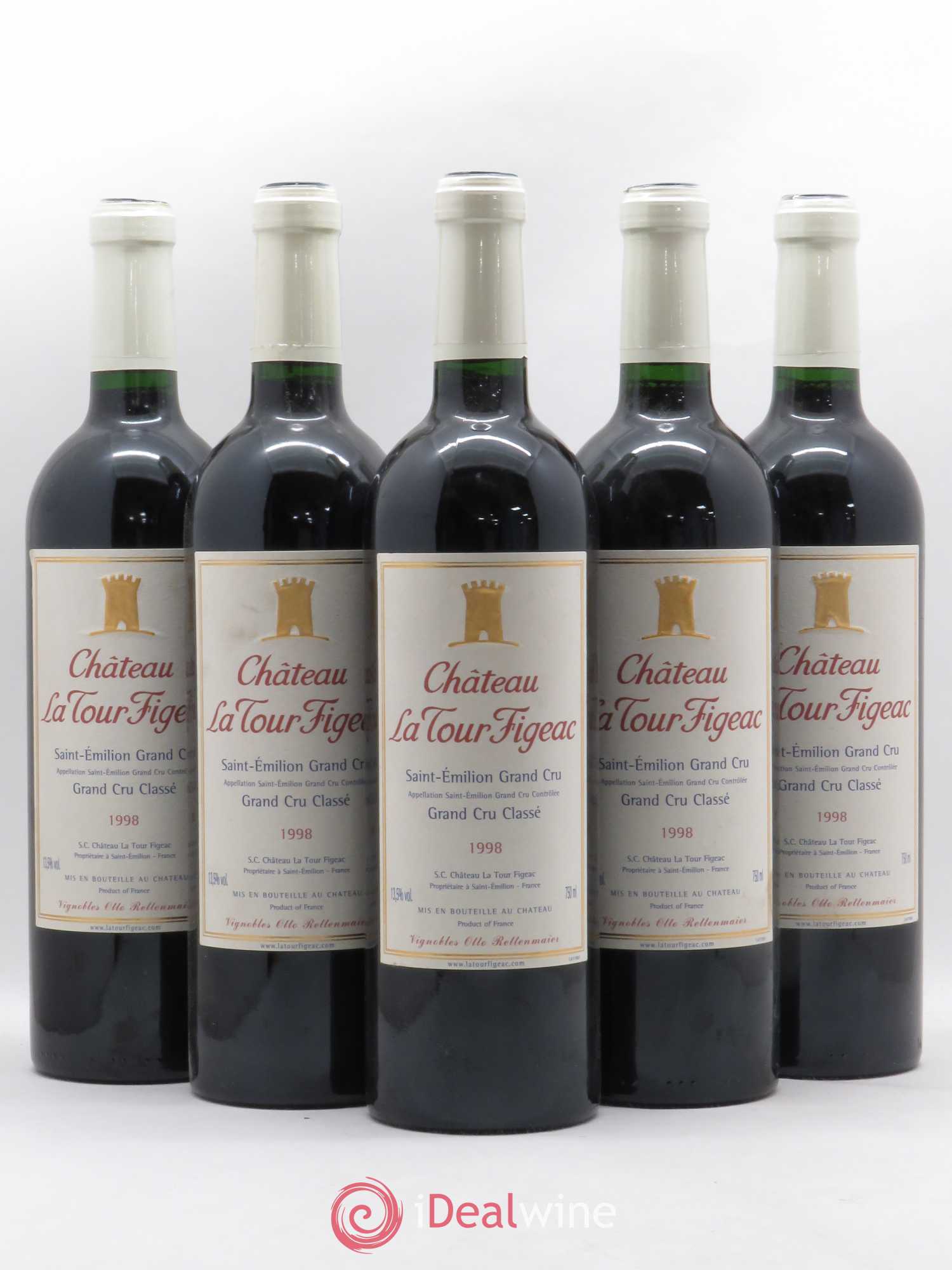 Château la Tour Figeac Grand Cru Classé 1998 - Lot de 5 bouteilles - 0