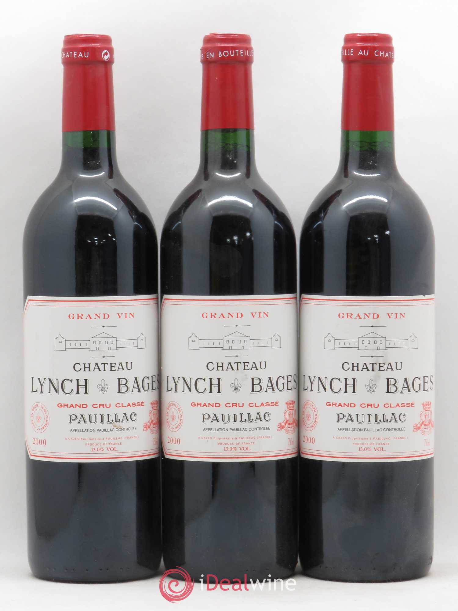 Château Lynch Bages 5ème Grand Cru Classé 2000 - Lot de 3 bouteilles - 0