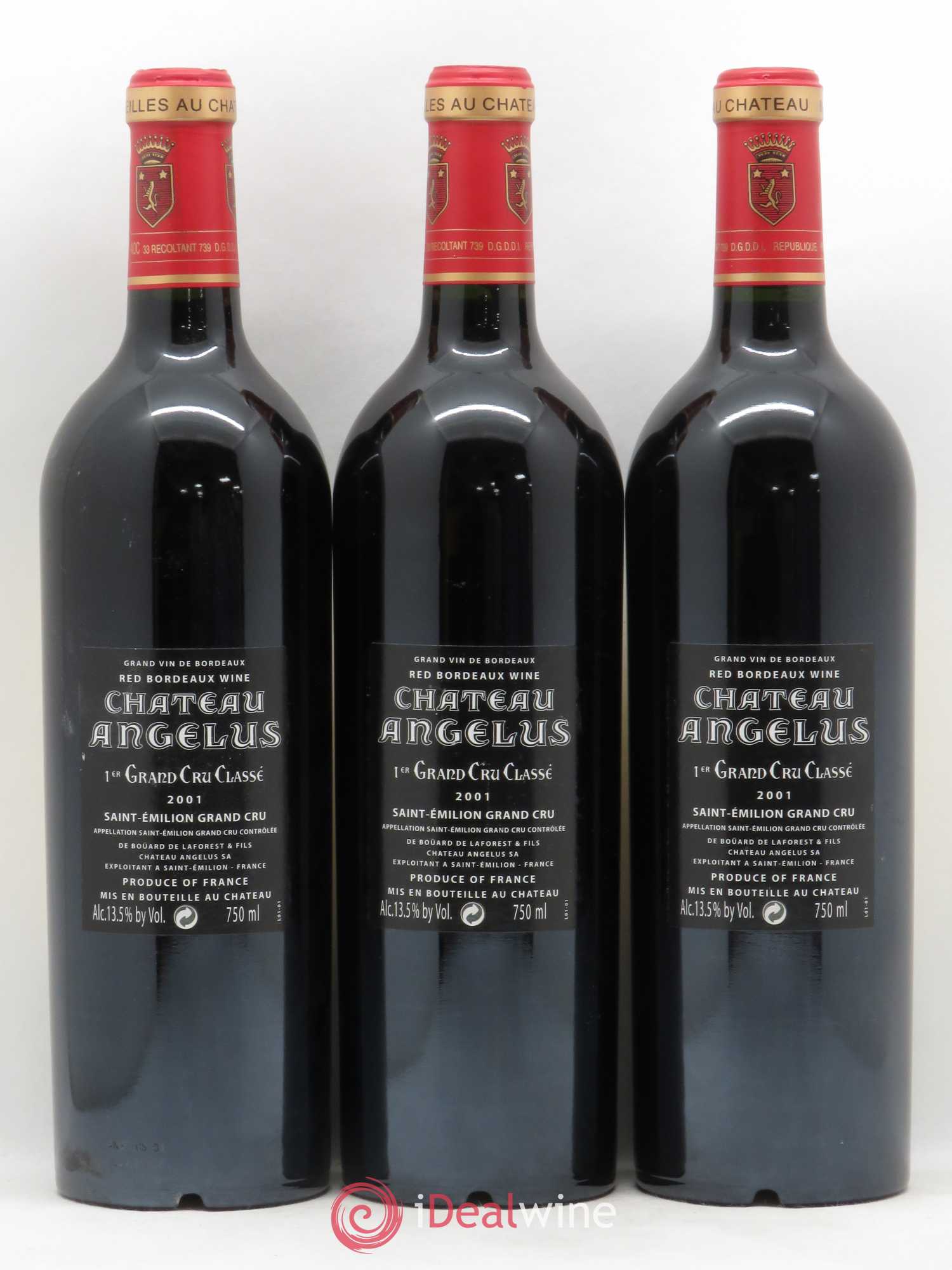 Château Angélus 1er Grand Cru Classé A 2001 - Lot de 3 bouteilles - 1