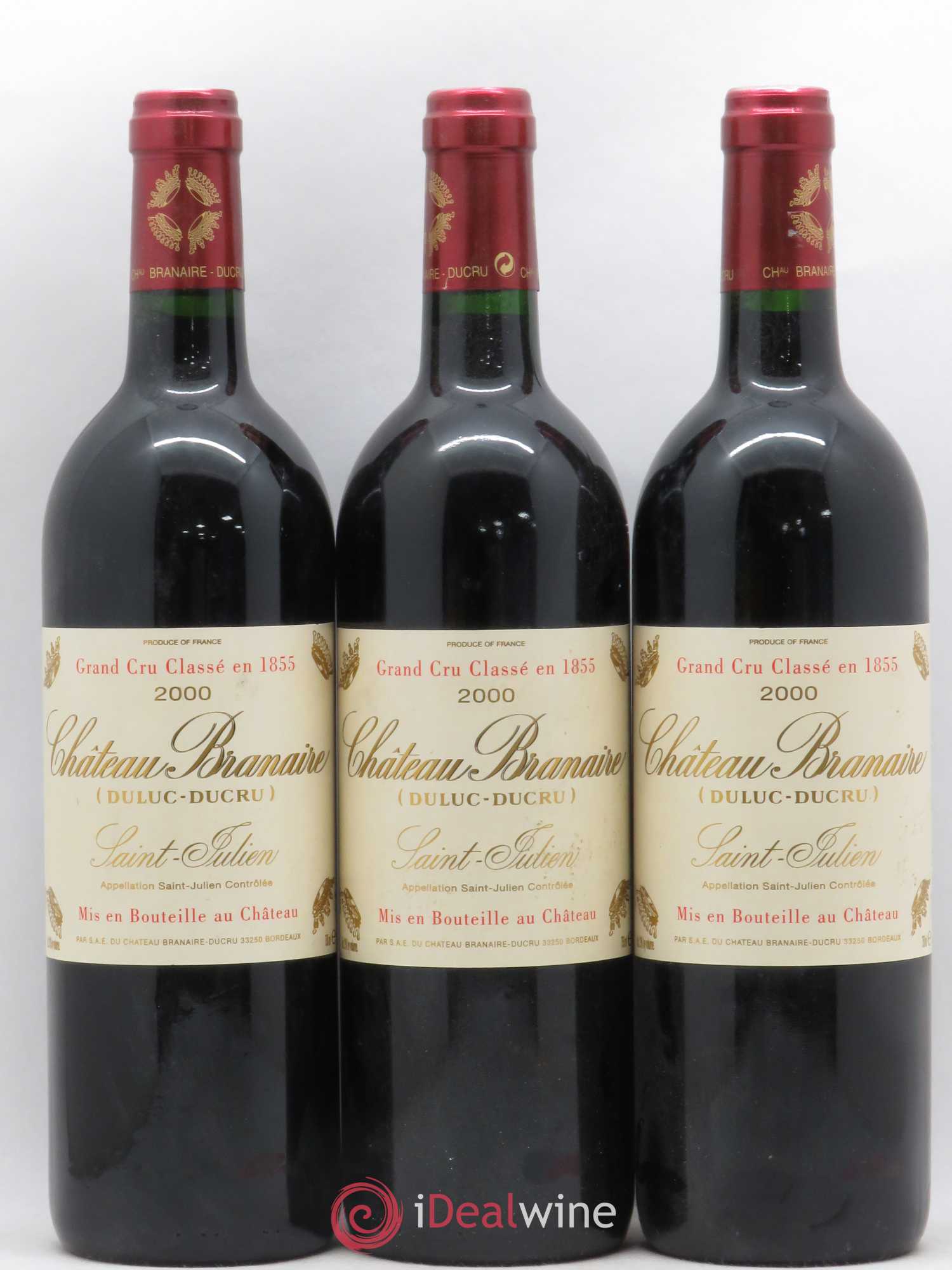 Château Branaire Ducru 4ème Grand Cru Classé 2000 - Lot de 3 bouteilles - 0