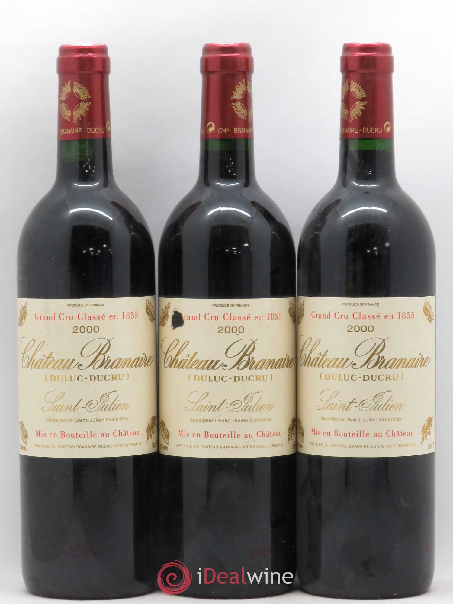 Château Branaire Ducru 4ème Grand Cru Classé 2000 - Lot de 3 bouteilles - 0