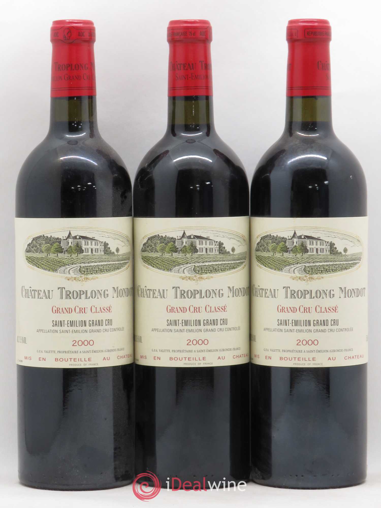 Château Troplong Mondot 1er Grand Cru Classé B 2000 - Lot de 3 bouteilles - 0