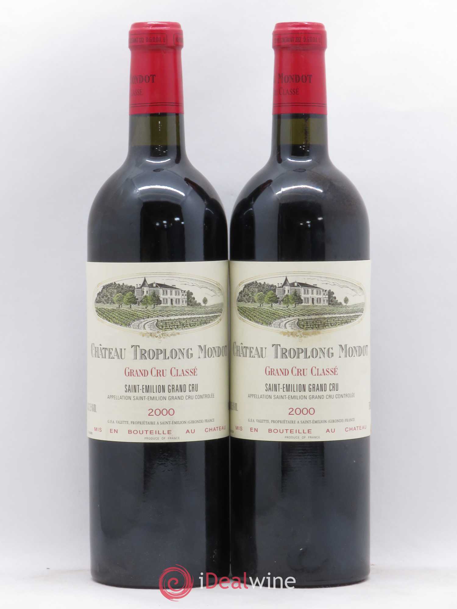 Château Troplong Mondot 1er Grand Cru Classé B 2000 - Lot de 2 bouteilles - 0