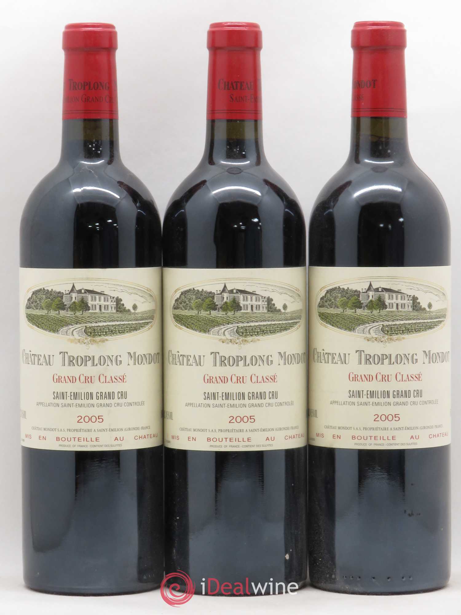 Château Troplong Mondot 1er Grand Cru Classé B 2005 - Lot de 3 bouteilles - 0