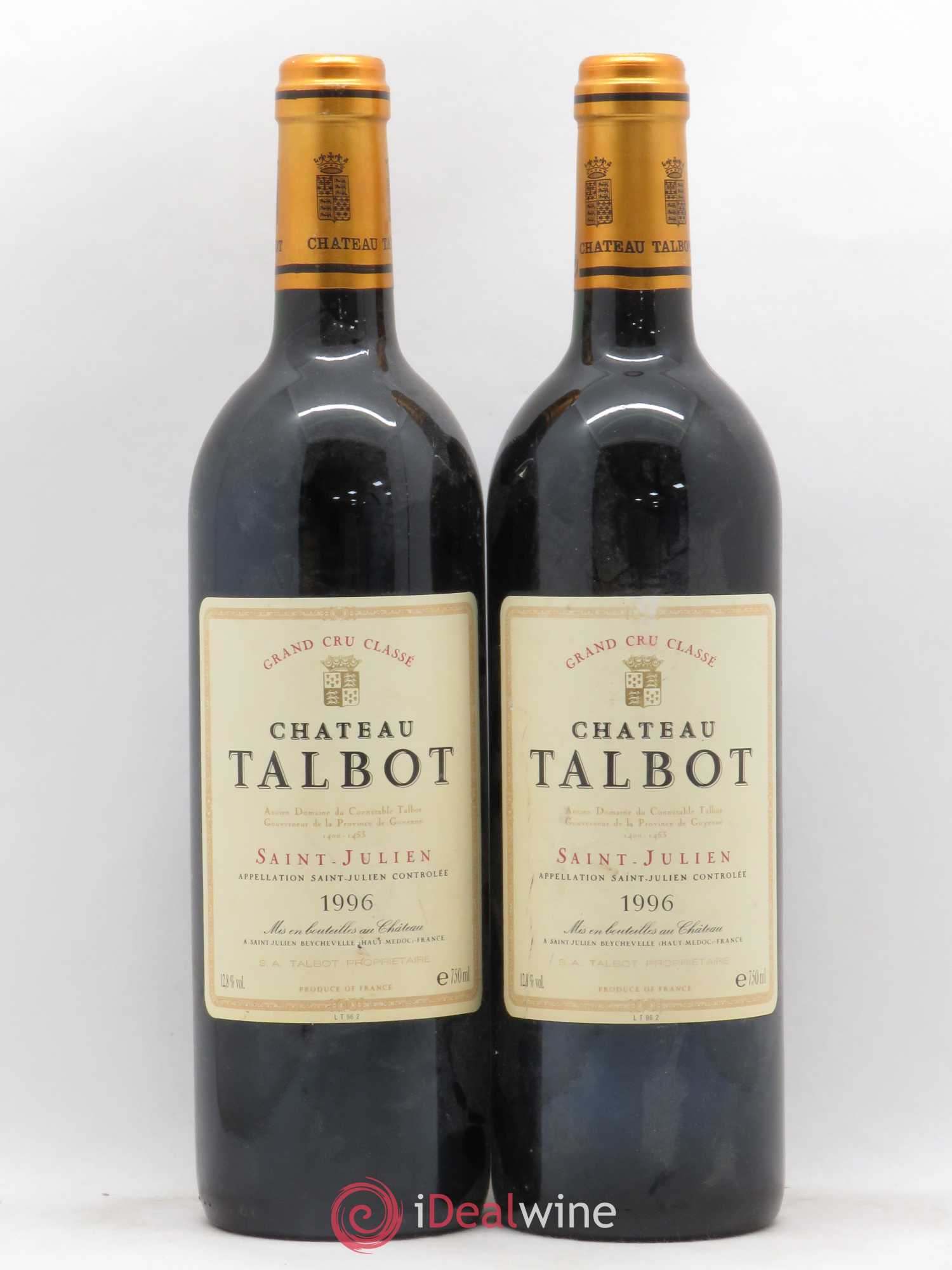 Château Talbot 4ème Grand Cru Classé 1996 - Lot de 2 bouteilles - 0