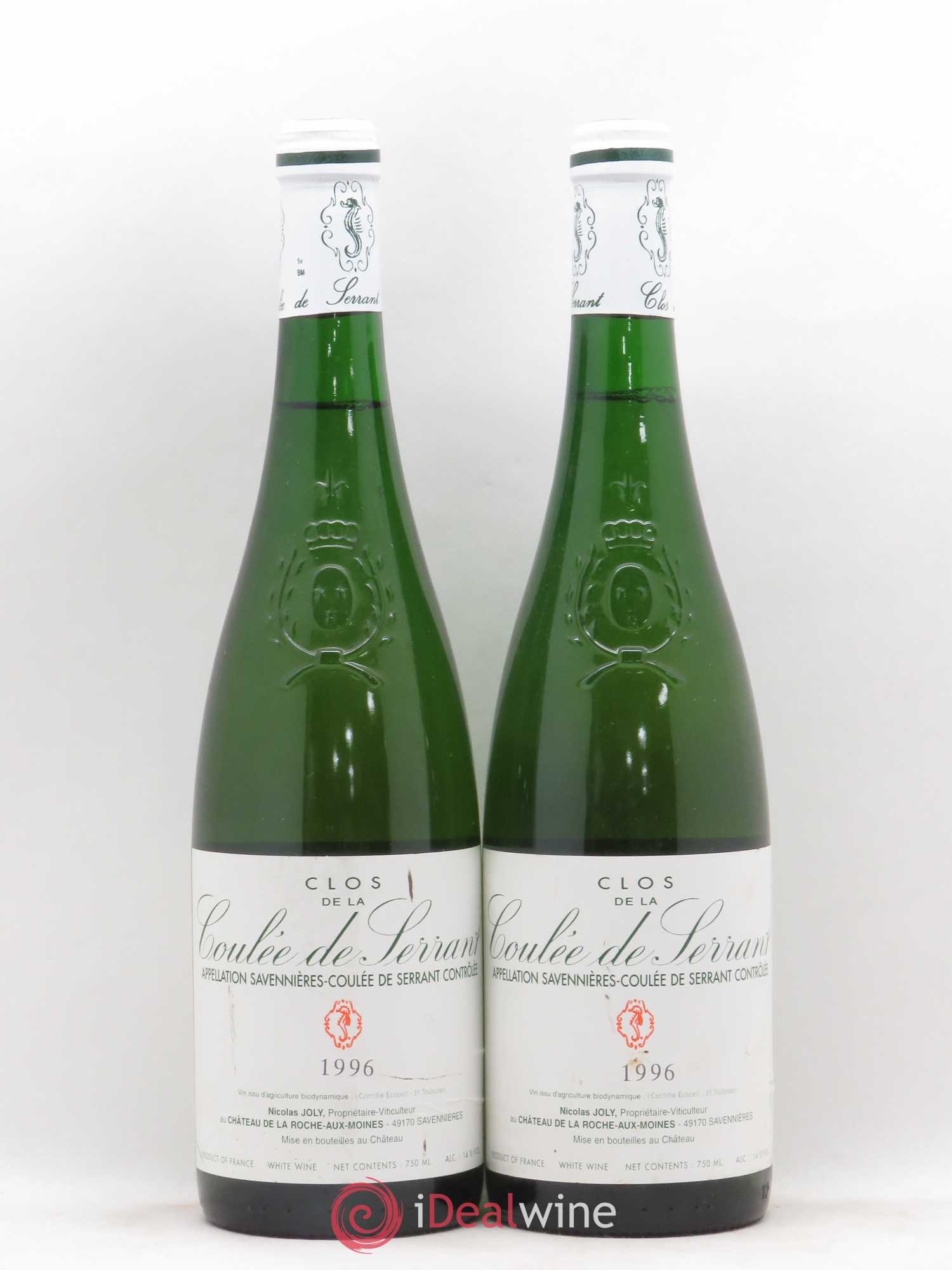 Savennières Clos de la Coulée de Serrant Vignobles de la Coulée de Serrant - Nicolas Joly 1996 - Lot de 2 bouteilles - 0