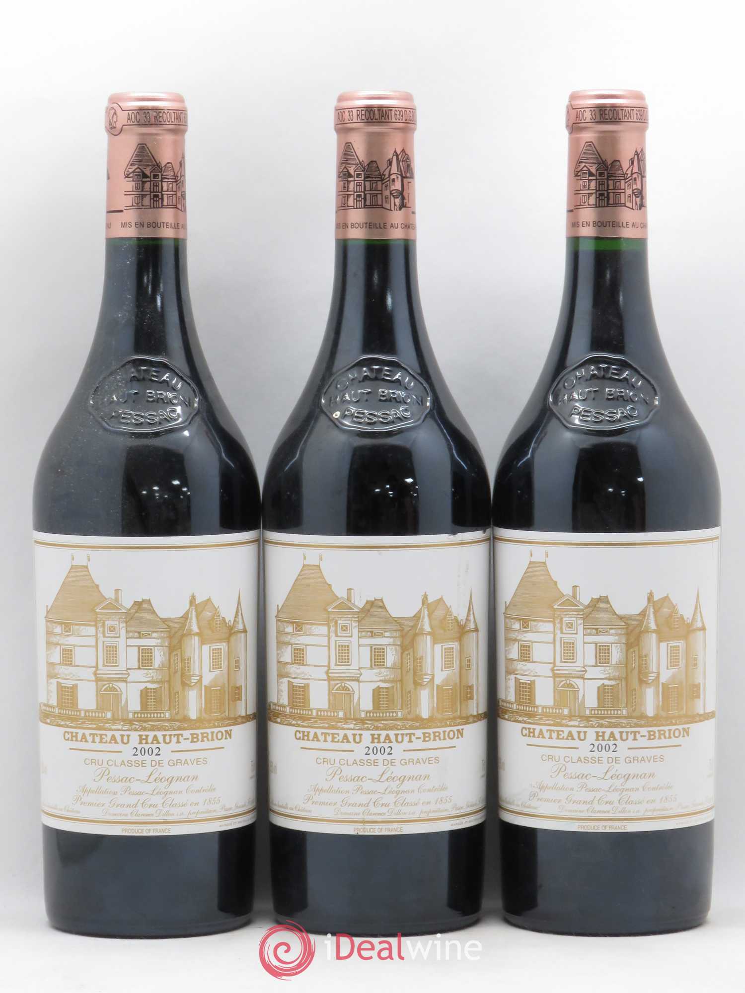 Château Haut Brion 1er Grand Cru Classé 2002 - Lot de 3 bouteilles - 0