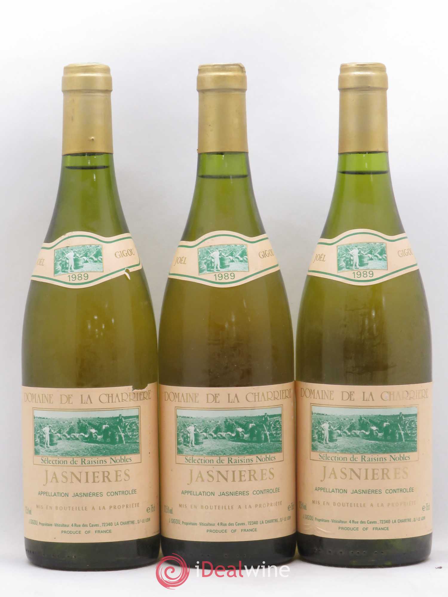 Jasnières Domaine de la Charriere Joël Gigou Sélection de raisins nobles 1989 - Posten von 6 Flaschen - 2