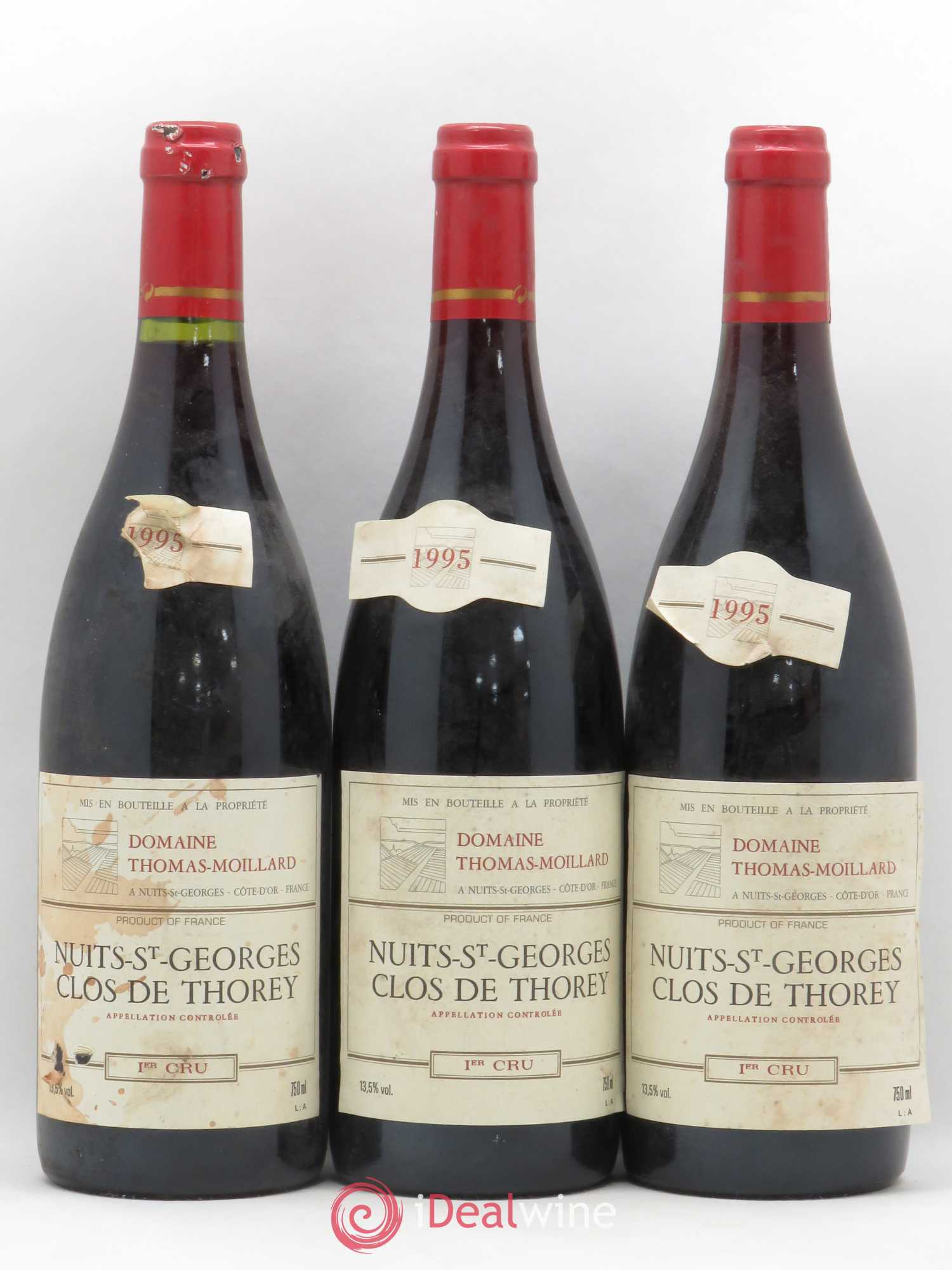 Nuits-Saint-Georges 1er Cru Clos de Thorey Thomas Moillard 1995 - Posten von 3 Flaschen - 0