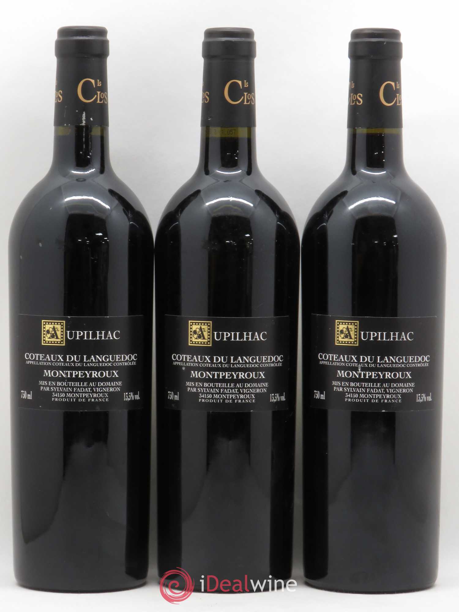 Languedoc Montpeyroux Aupilhac (Domaine d') Sylvain Fadat Le Clos 1998 - Lot de 3 bouteilles - 1