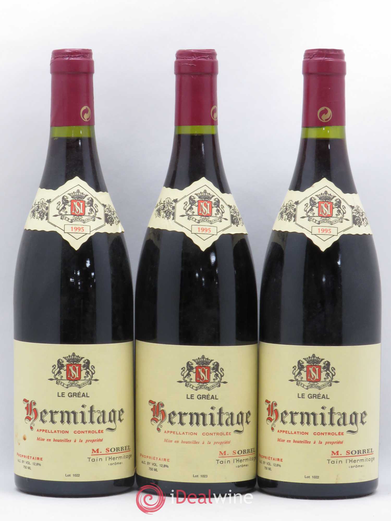 Hermitage Le Gréal Marc Sorrel 1995 - Lot de 3 bouteilles - 0