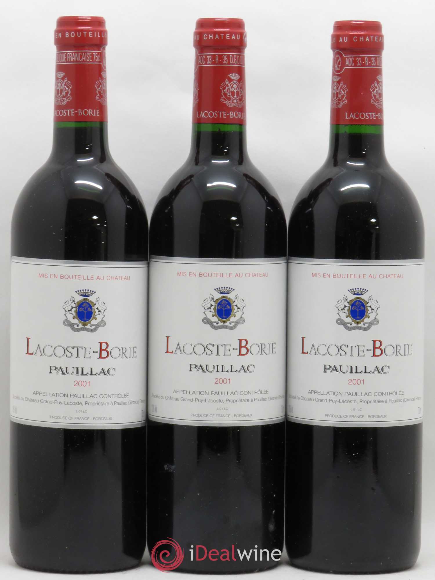 Lacoste Borie 2001 - Lot de 3 bouteilles - 0