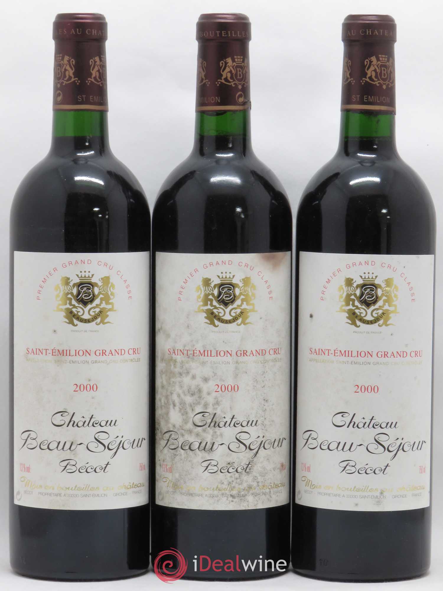 Château Beau-Séjour Bécot 1er Grand Cru Classé B 2000 - Lot de 3 bouteilles - 0