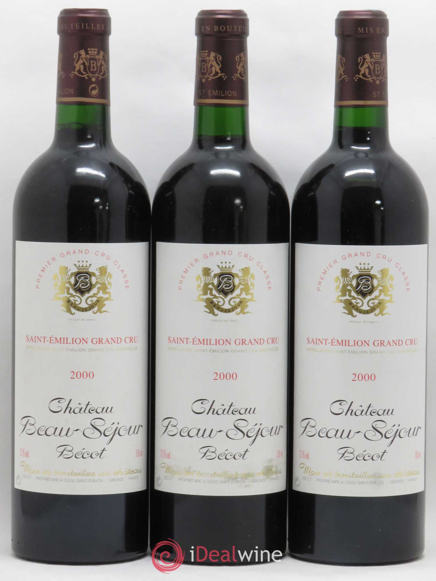 Château Beau-Séjour Bécot 1er Grand Cru Classé B 2000 - Lot de 3 bouteilles - 0