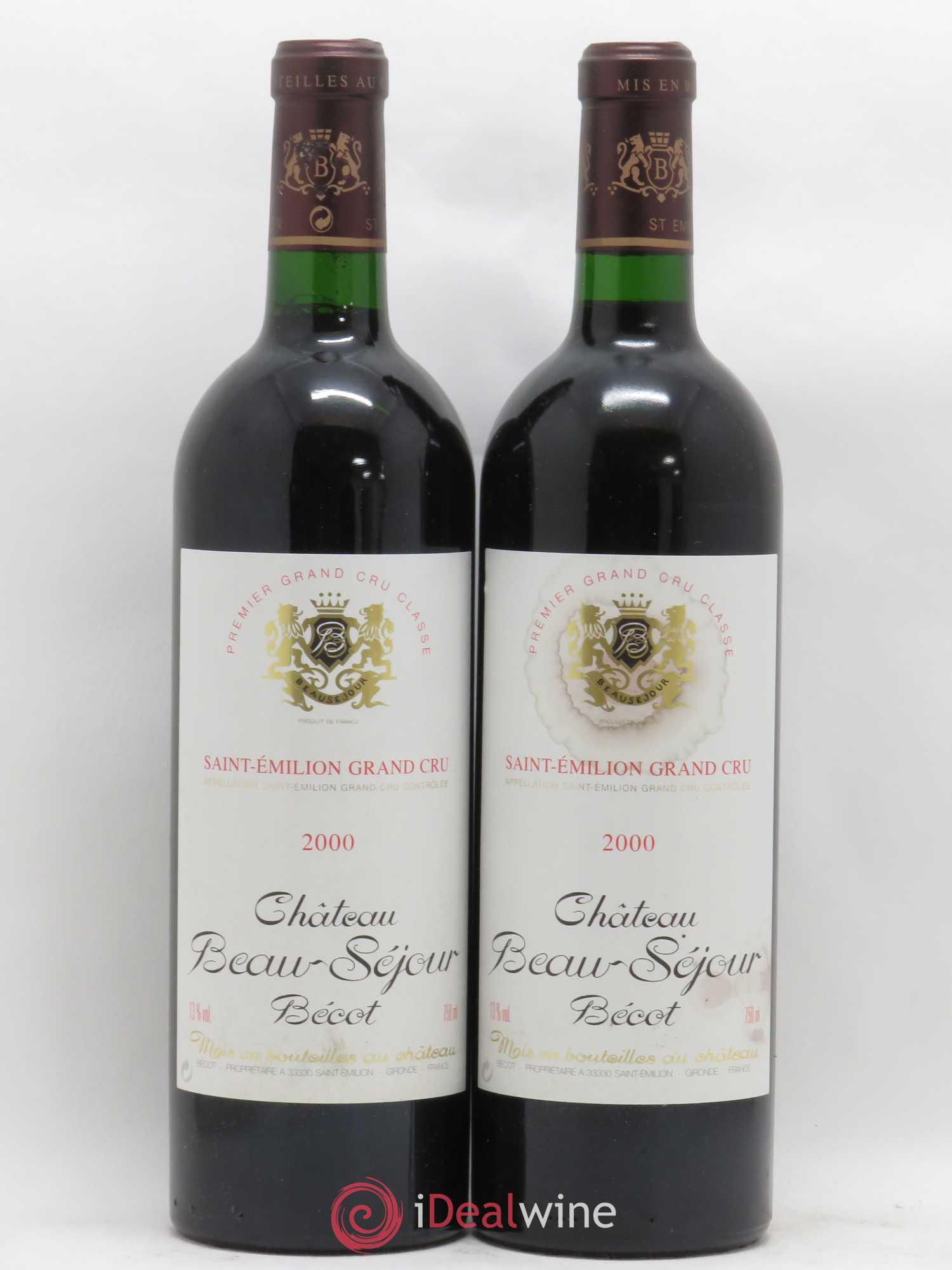 Château Beau-Séjour Bécot 1er Grand Cru Classé B 2000 - Lot de 2 bouteilles - 0