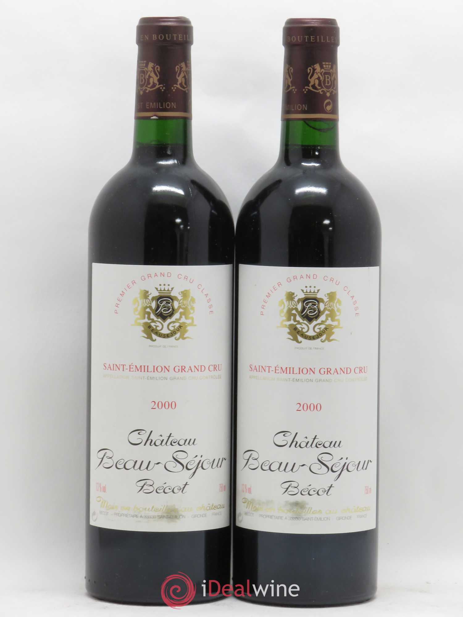 Château Beau-Séjour Bécot 1er Grand Cru Classé B 2000 - Lot de 2 bouteilles - 0