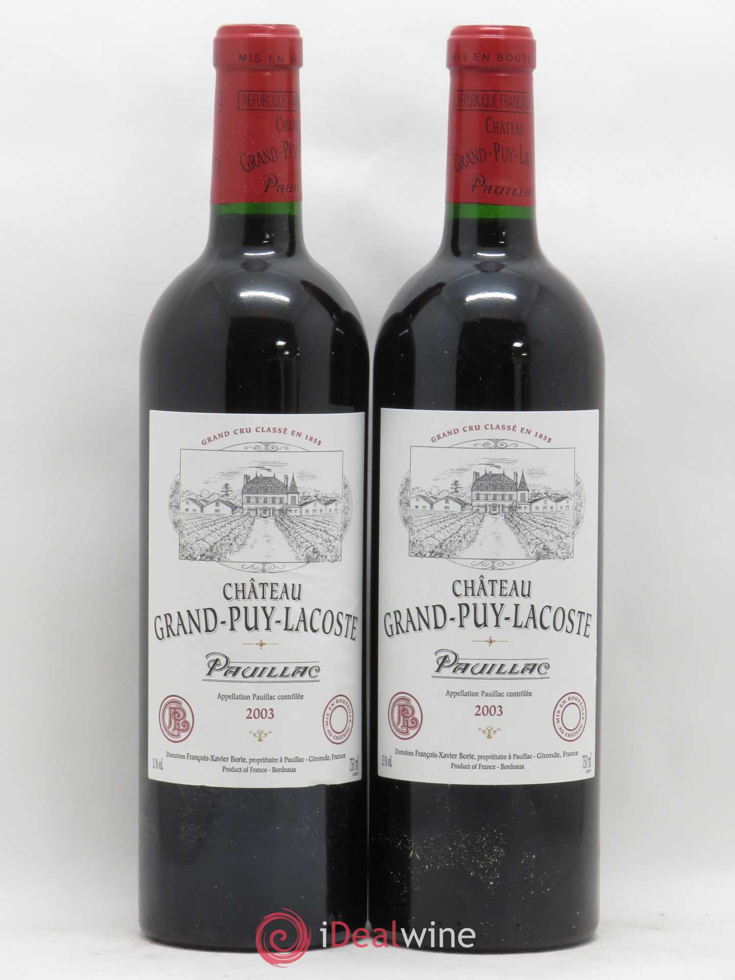 Château Grand Puy Lacoste 5ème Grand Cru Classé 2003 - Lot de 2 bouteilles - 0