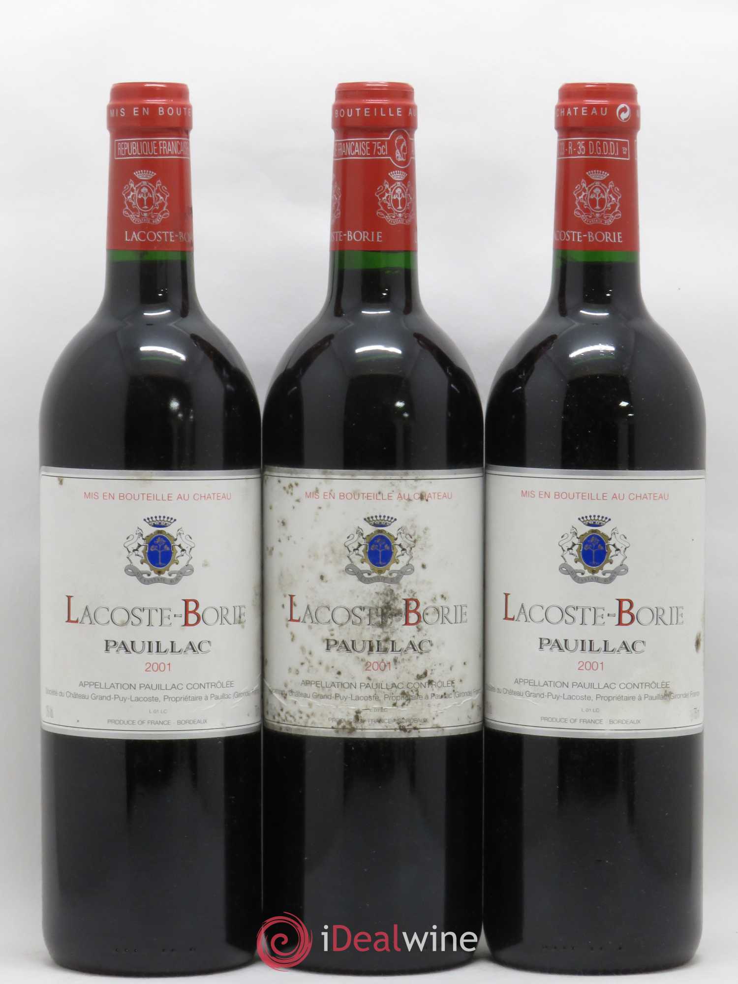 Lacoste Borie 2001 - Lot de 3 bouteilles - 0