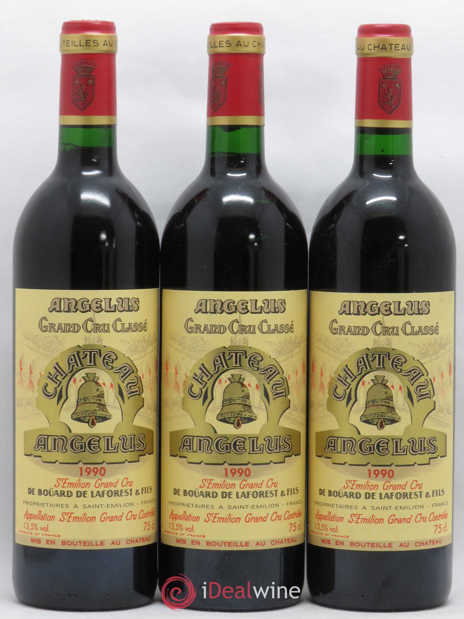 Château Angélus 1er Grand Cru Classé A 1990 - Lot de 3 bouteilles - 0