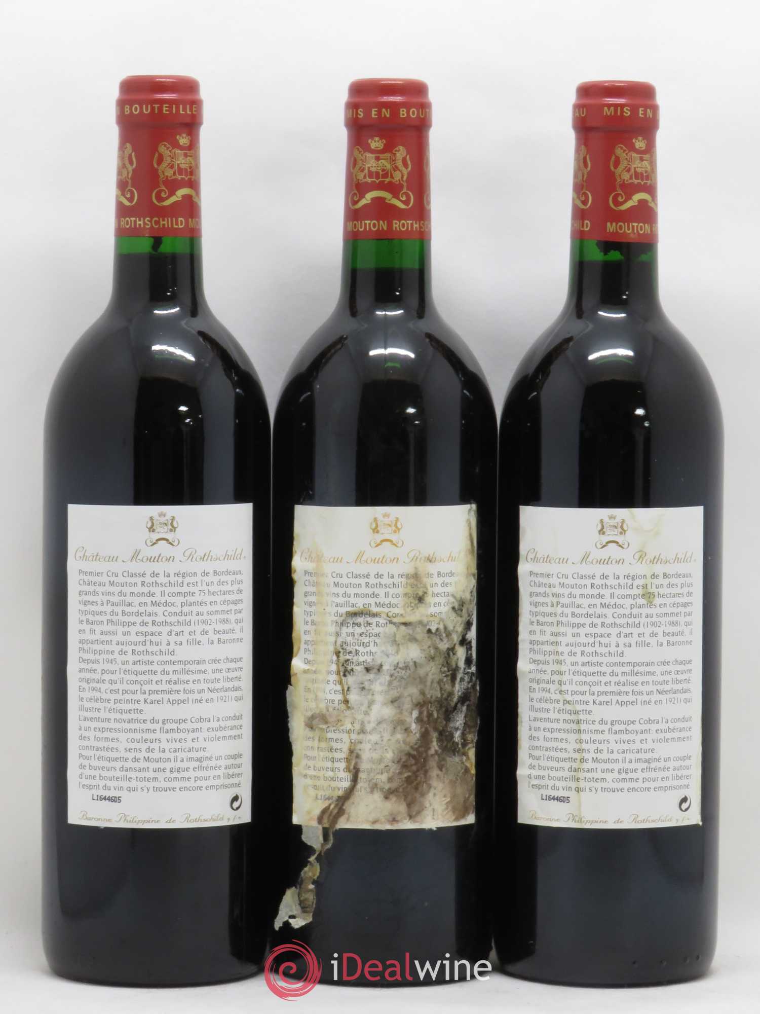 Château Mouton Rothschild 1er Grand Cru Classé 1994 - Lot de 3 bouteilles - 1