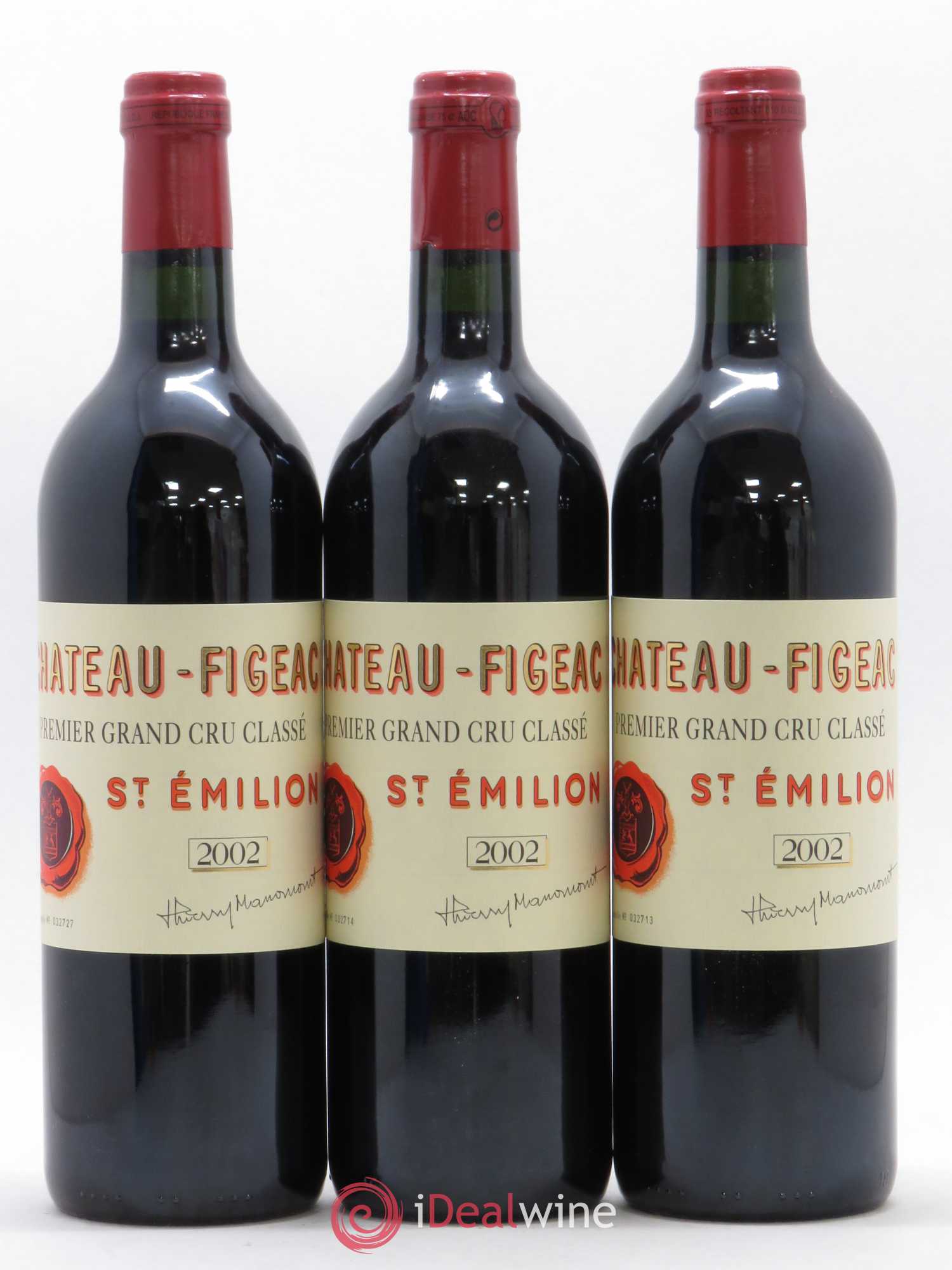 Château Figeac 1er Grand Cru Classé A 2002 - Lot de 3 bouteilles - 0