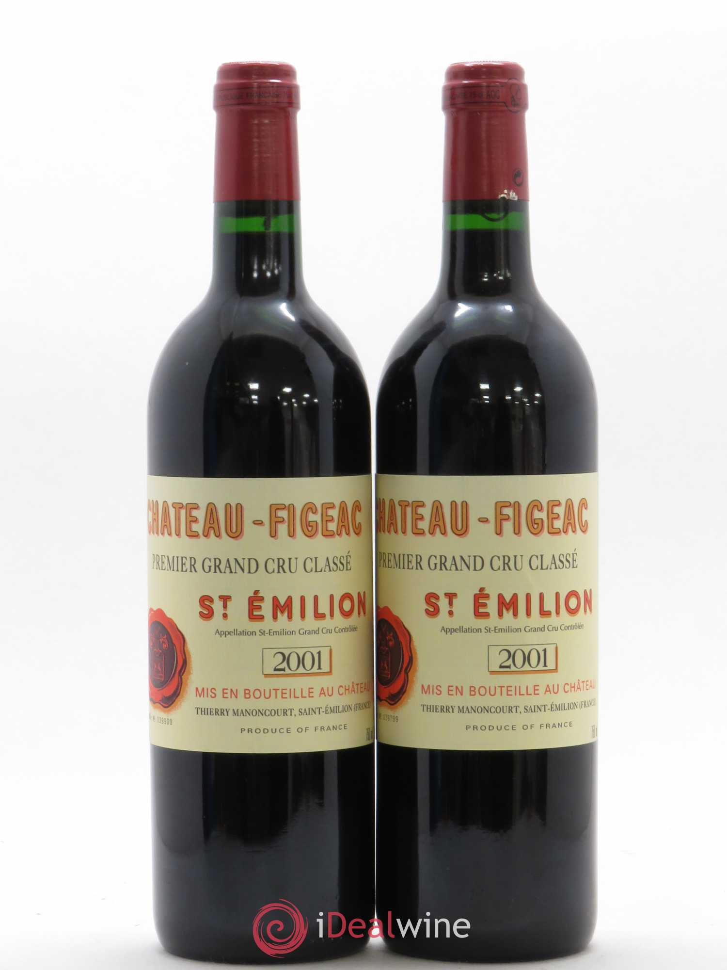 Château Figeac 1er Grand Cru Classé A 2001 - Lot de 2 bouteilles - 0