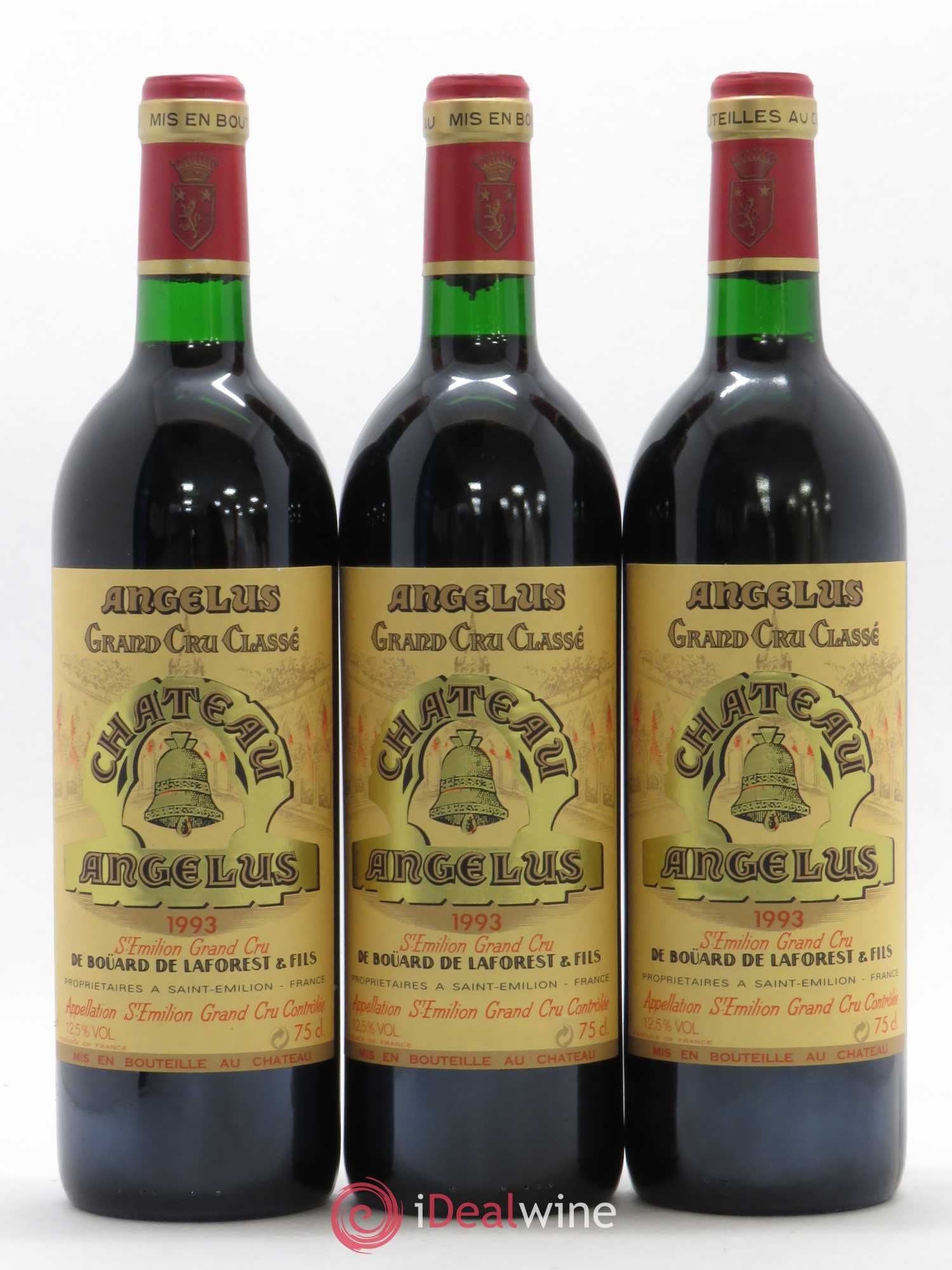 Château Angélus 1er Grand Cru Classé A 1993 - Lot de 3 bouteilles - 0