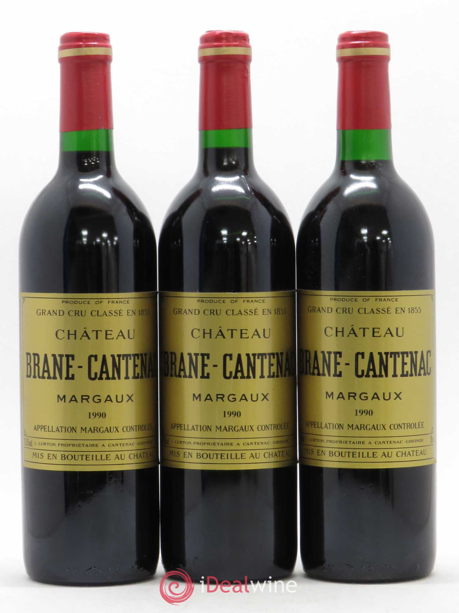 Château Brane Cantenac 2ème Grand Cru Classé 1990 - Lot de 3 bouteilles - 0