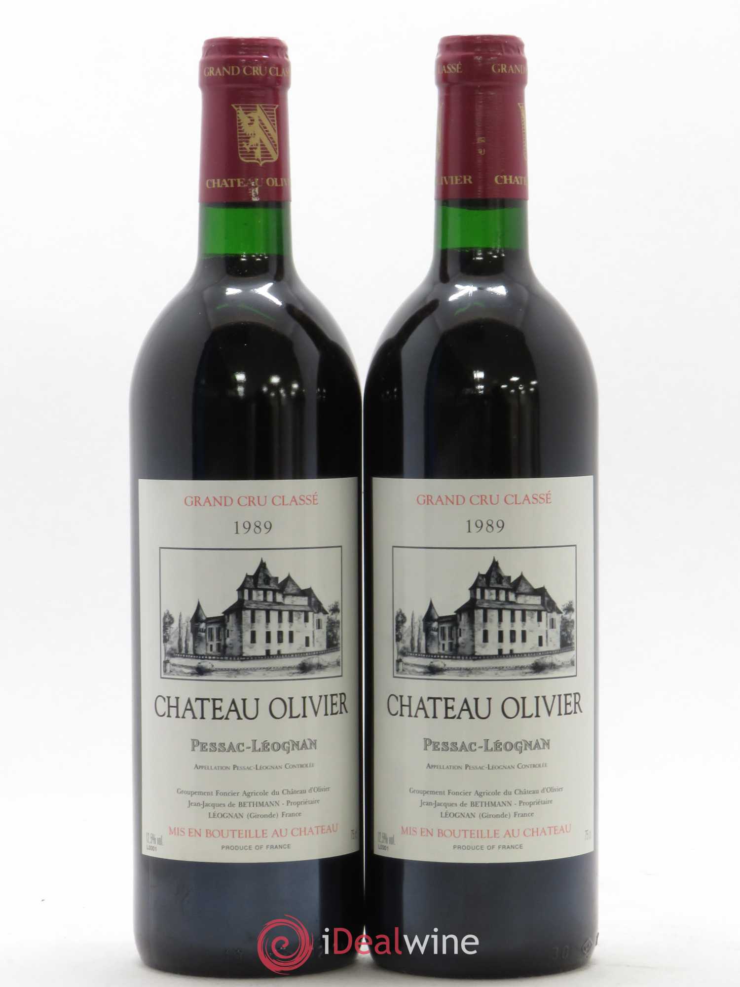 Château Olivier Cru Classé de Graves 1989 - Lot de 2 bouteilles - 0