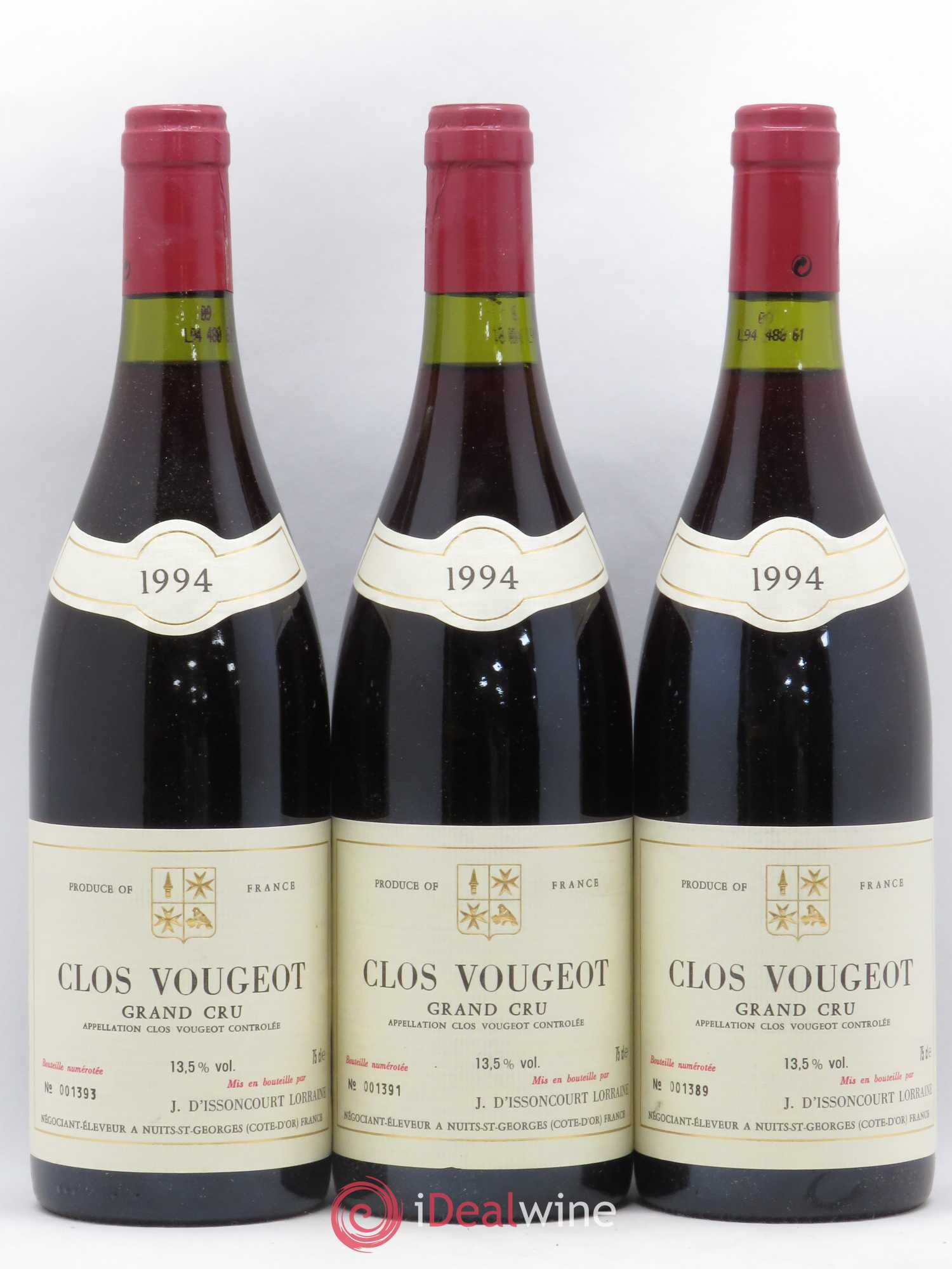 Clos de Vougeot Grand Cru J. D'Issancourt 1994 - Lot de 6 bouteilles - 2