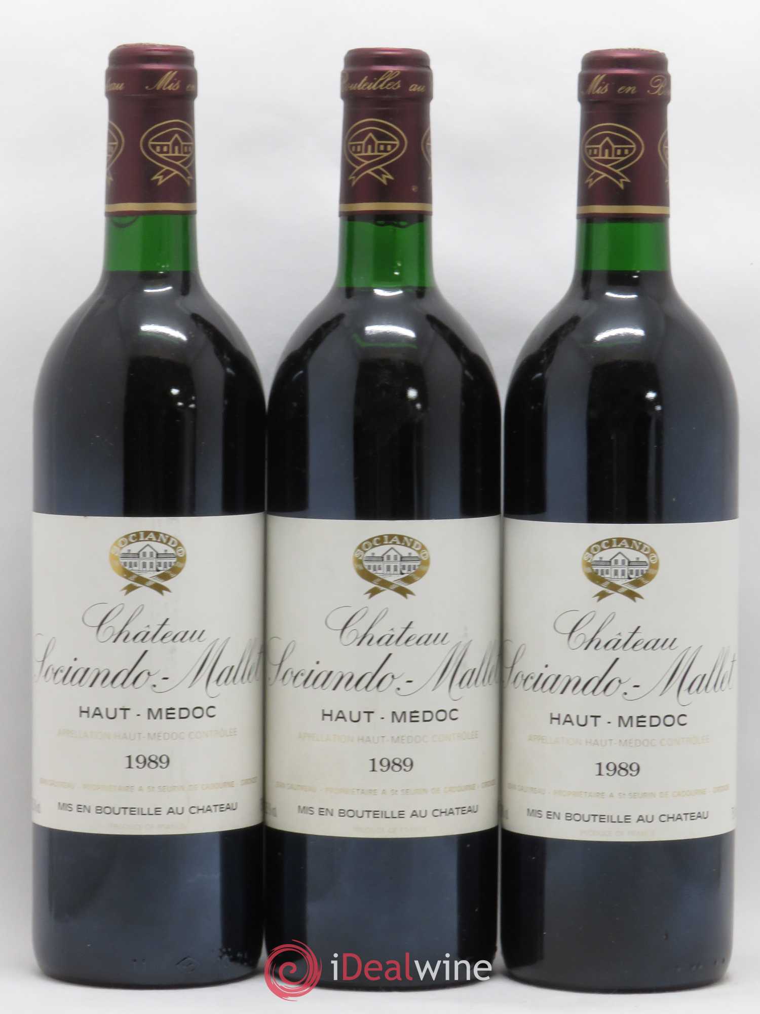 Château Sociando Mallet 1989 - Lot de 3 bouteilles - 0