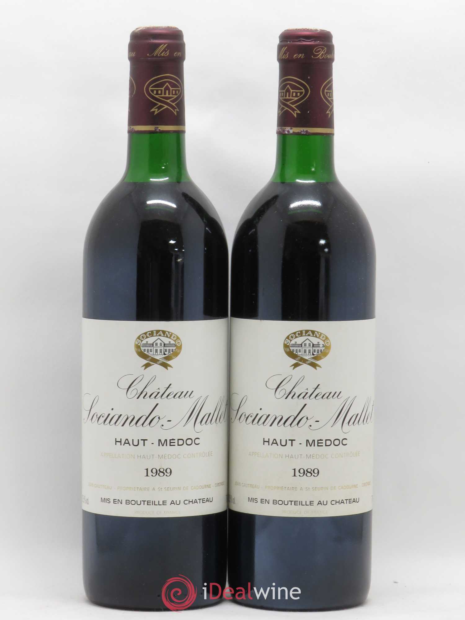 Château Sociando Mallet 1989 - Lot de 2 bouteilles - 0