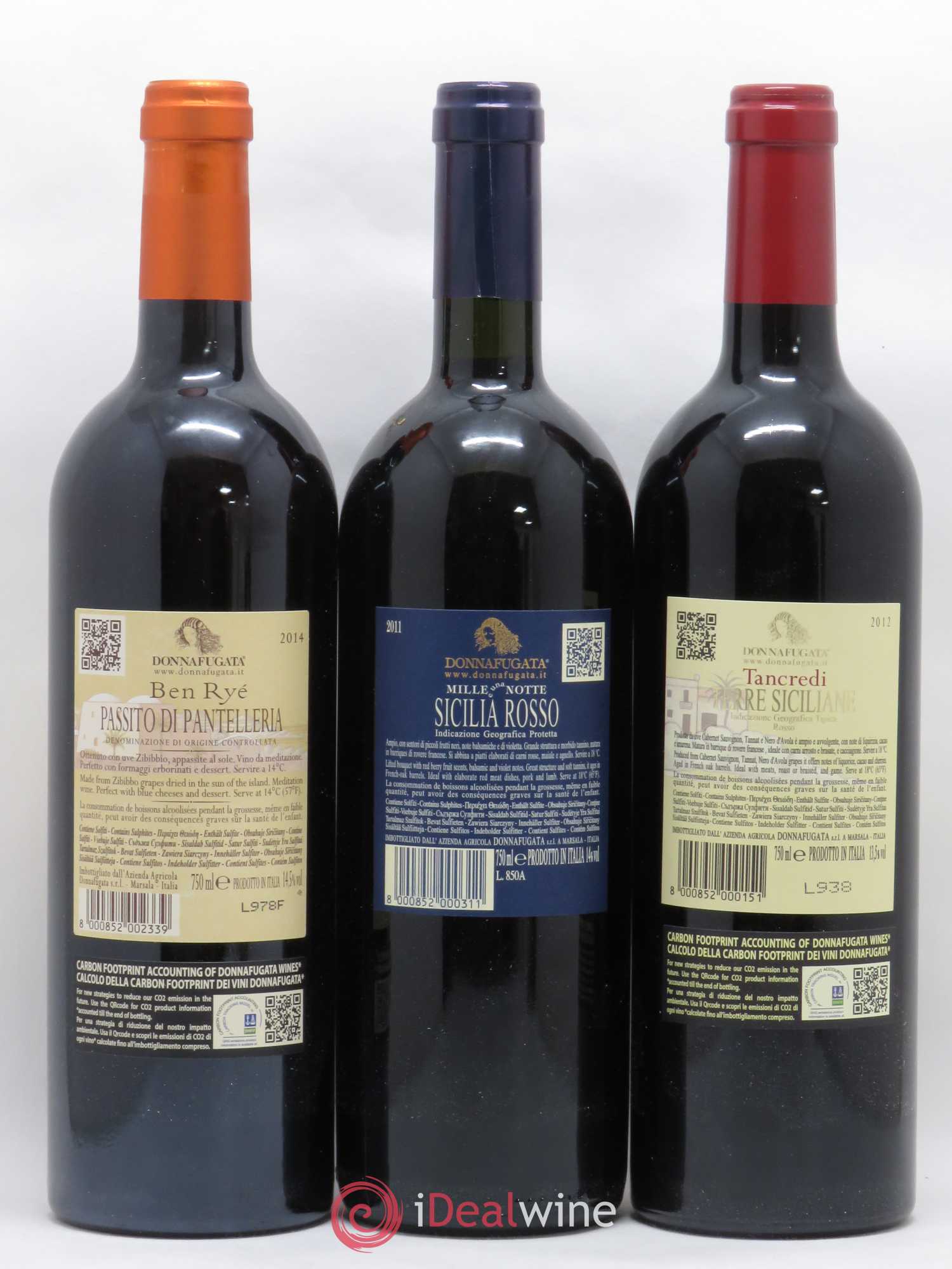 Italie Caisse panachée Sicile Maison Donnafugata Ben Ryé 2014, Tancredi 2012, Mille e una Notte 2011 - Posten von 6 Flaschen - 2