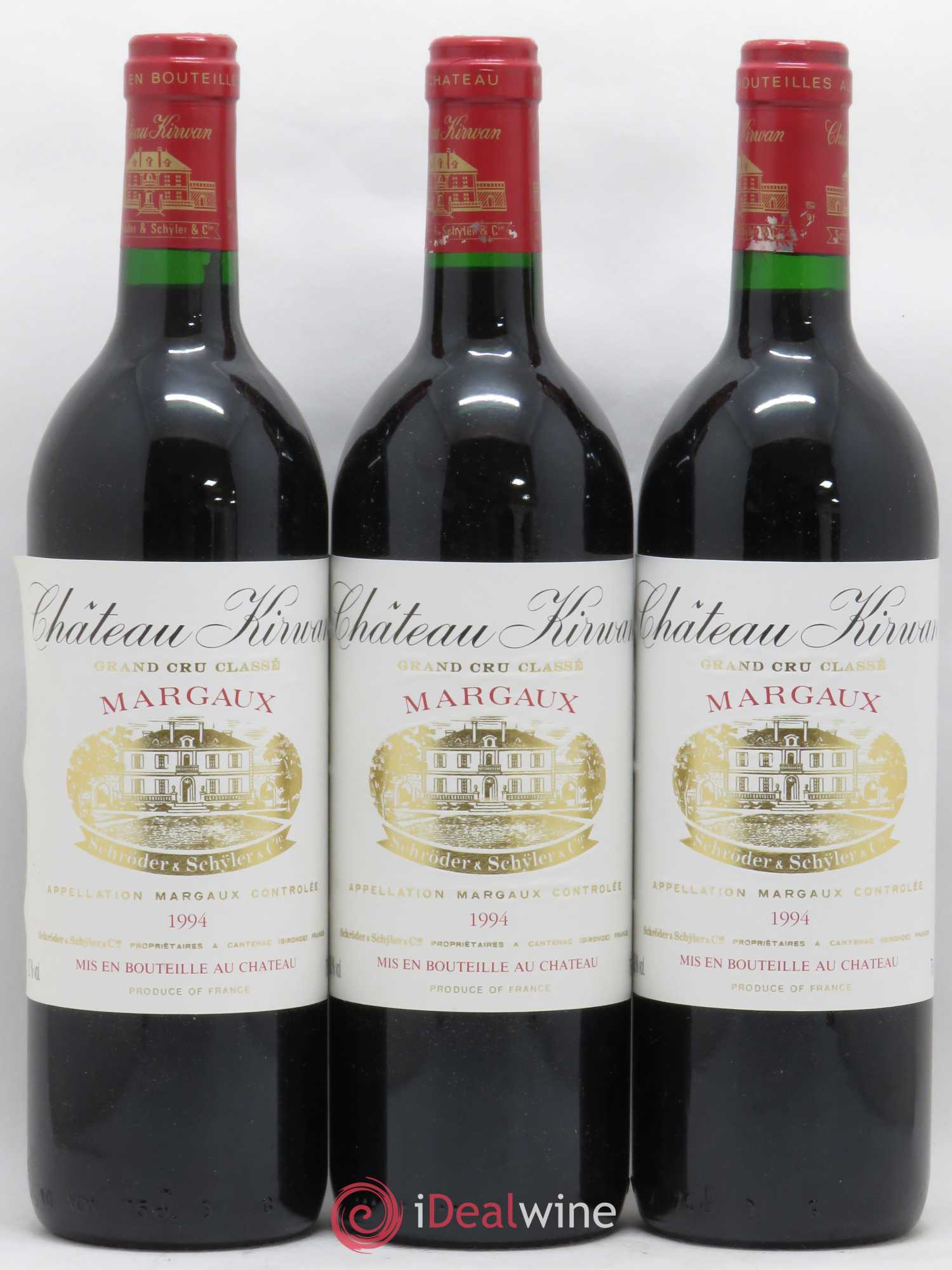 Château Kirwan 3ème Grand Cru Classé 1994 - Lot de 3 bouteilles - 0
