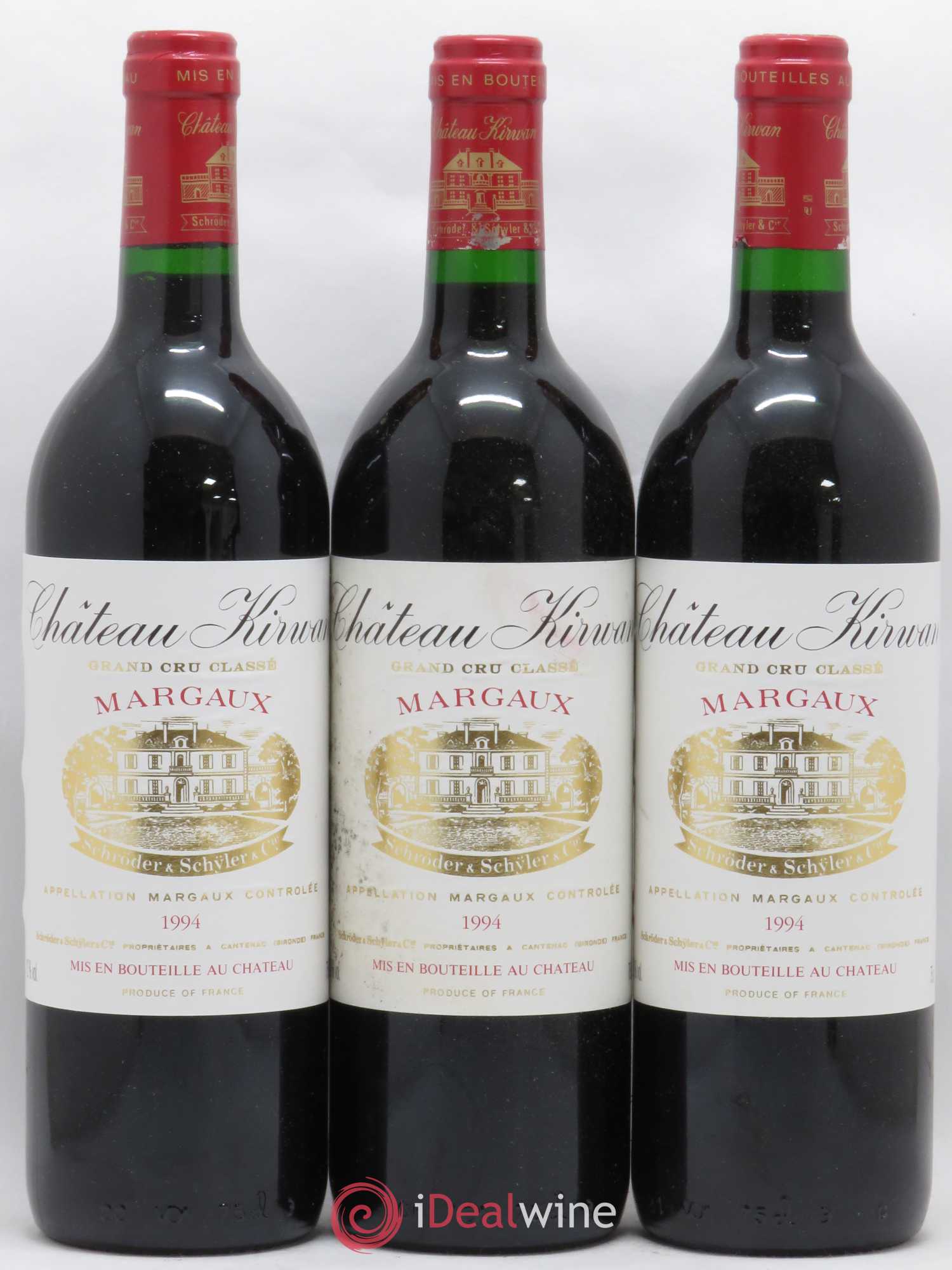 Château Kirwan 3ème Grand Cru Classé 1994 - Lot de 3 bouteilles - 0