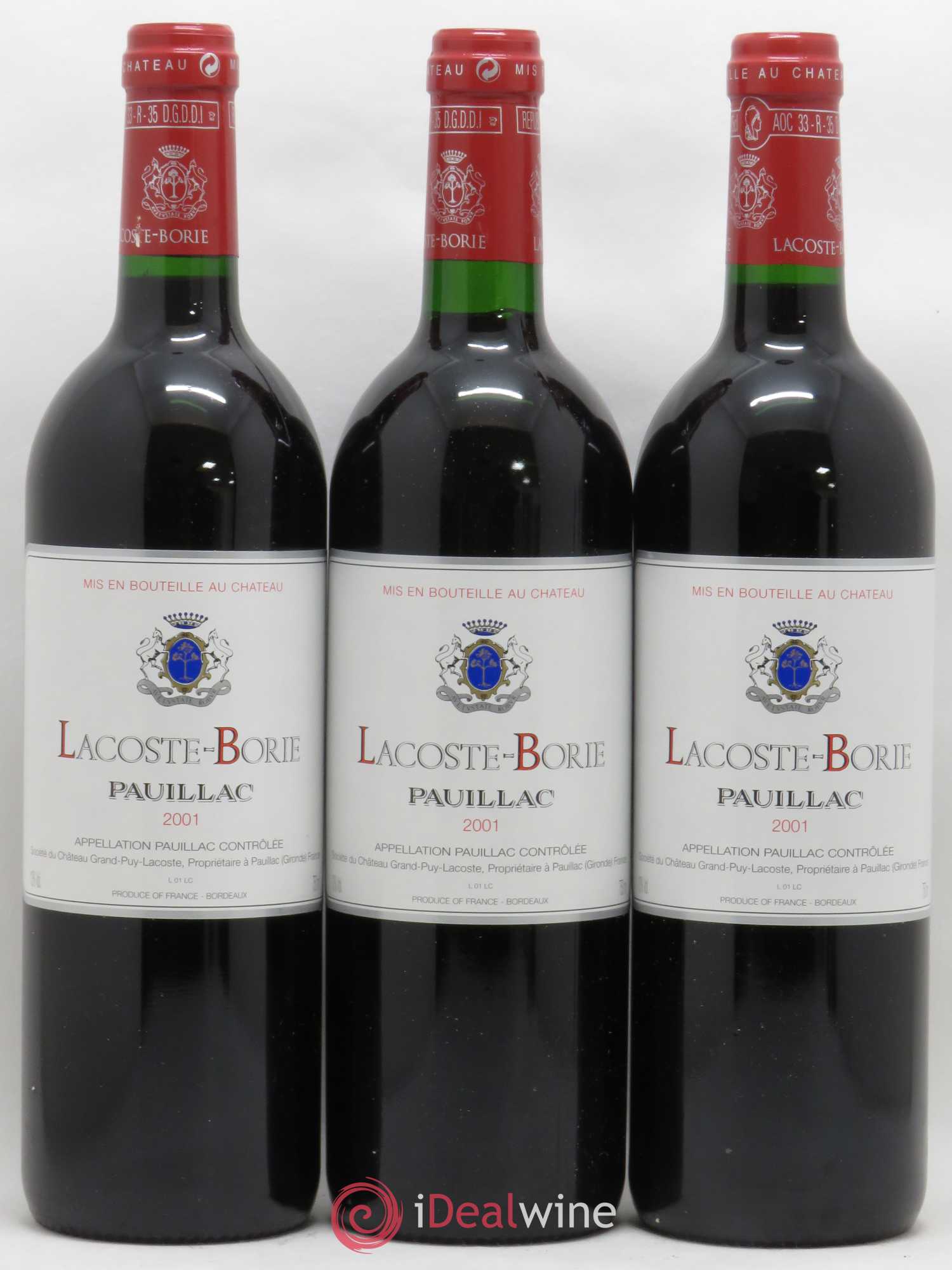 Lacoste Borie 2001 - Lot de 3 bouteilles - 0