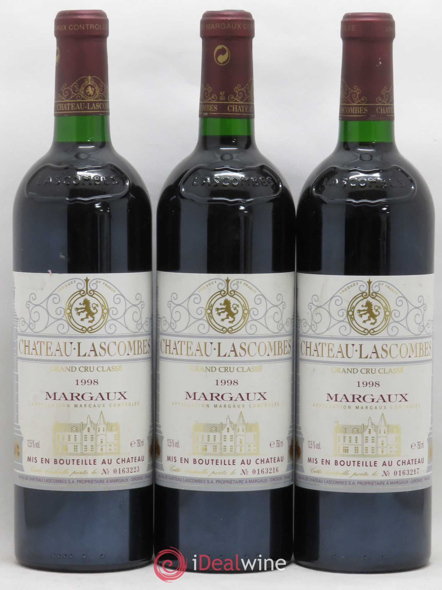 Château Lascombes 2ème Grand Cru Classé 1998 - Lot de 3 bouteilles - 0