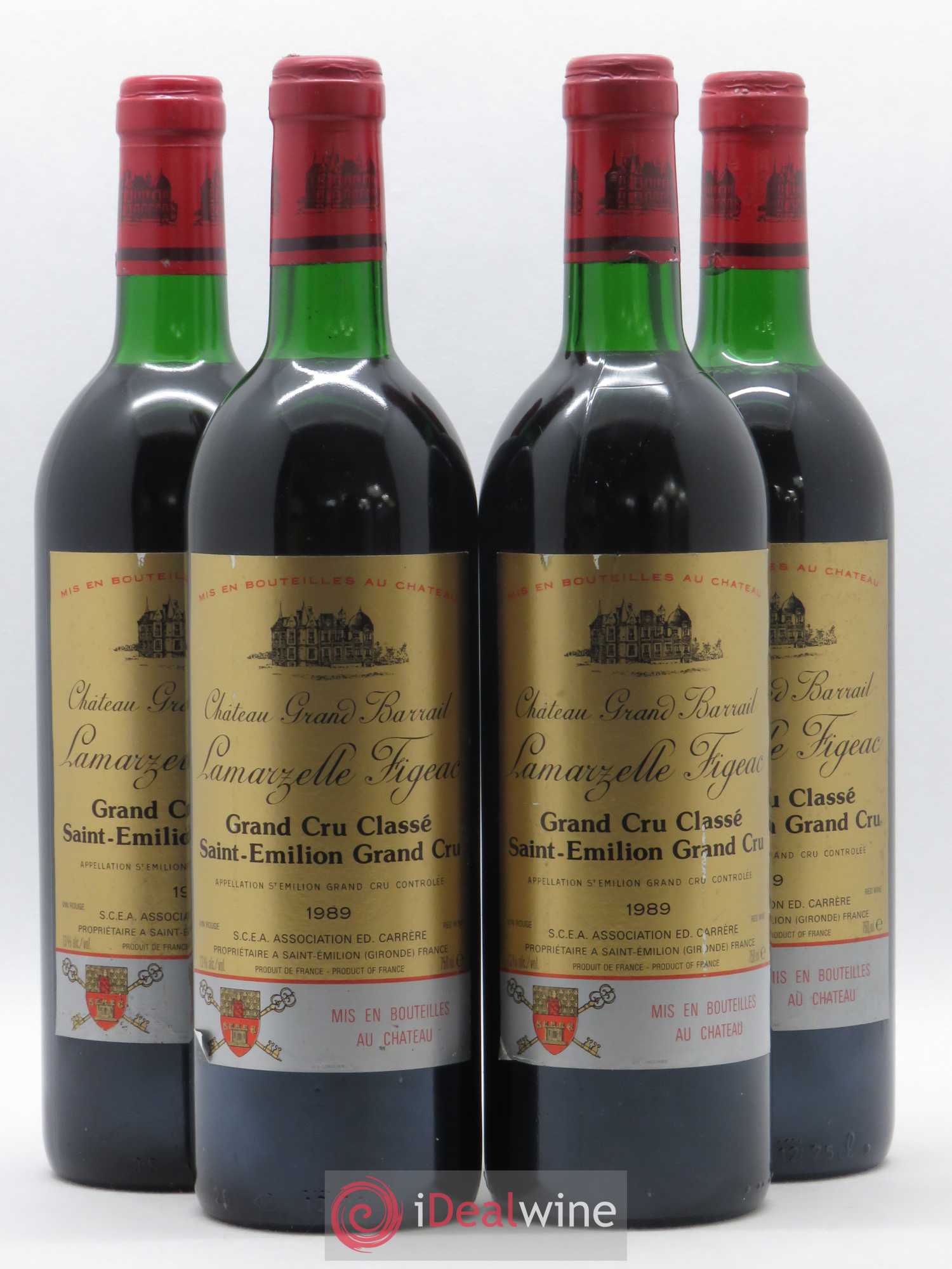 Château Grand Barrail Lamarzelle Figeac Grand Cru Classé 1989 - Lot de 4 bouteilles - 0
