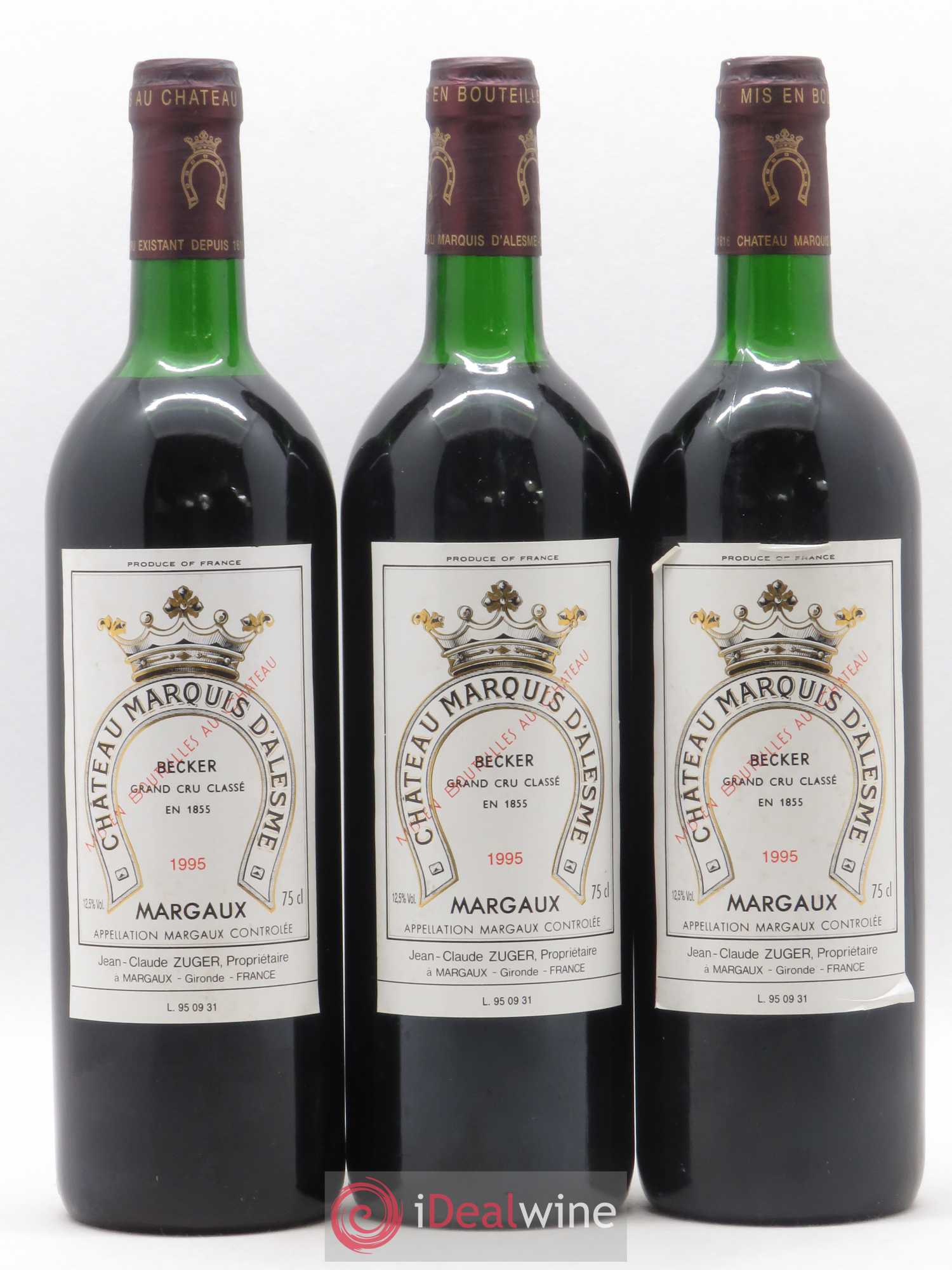 Château Marquis d'Alesme 1995 - Lot de 6 bouteilles - 1