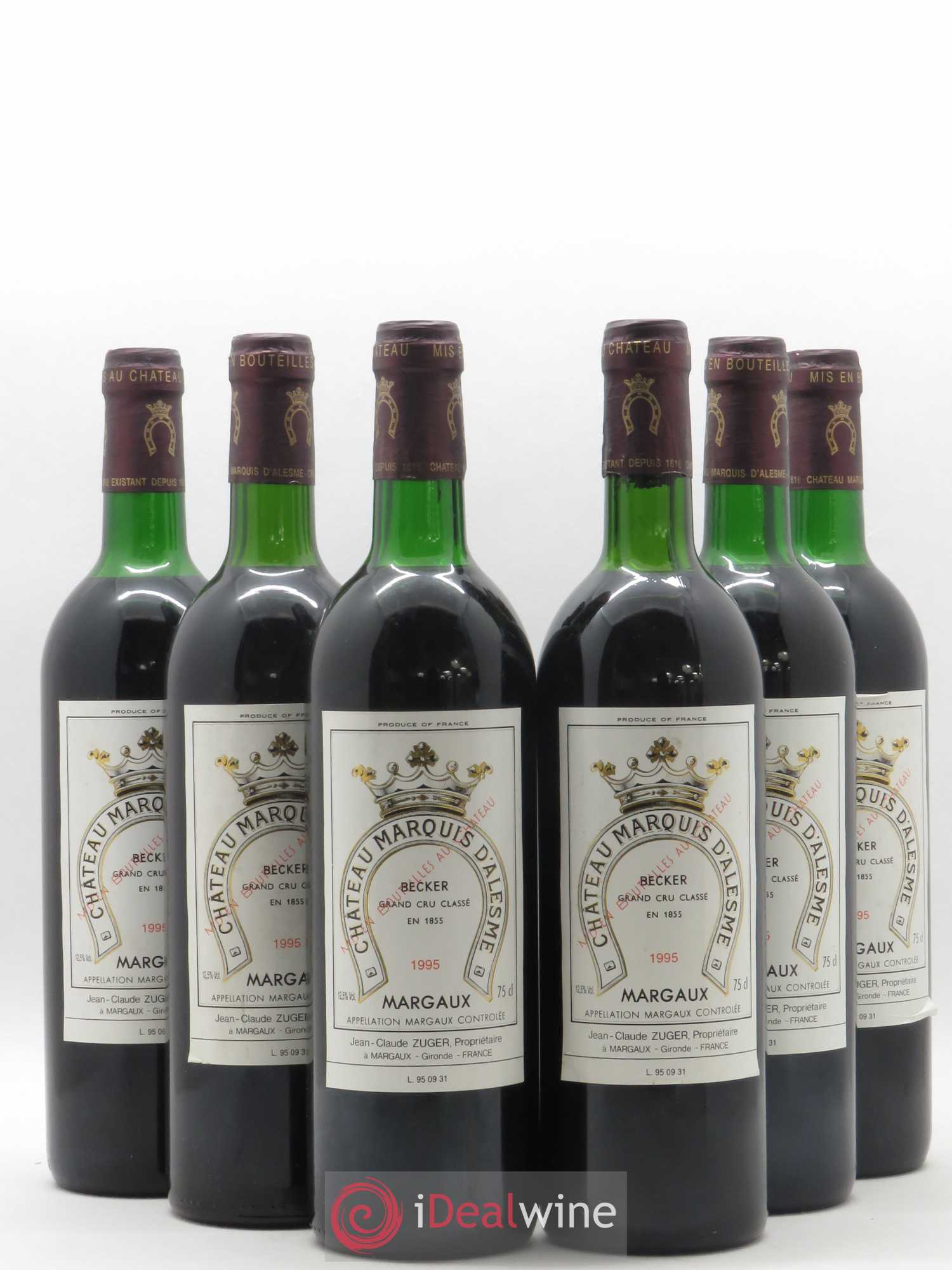 Château Marquis d'Alesme 1995 - Lot de 6 bouteilles - 0
