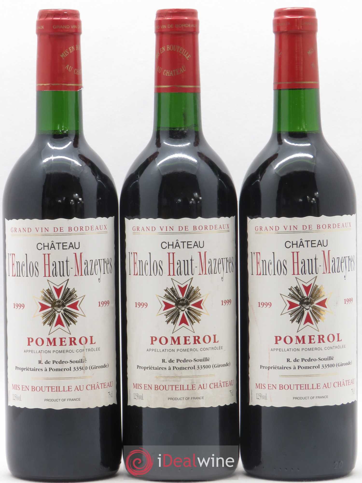 Château l' Enclos Haut Mazeyres 1999 - Lot de 3 bouteilles - 0