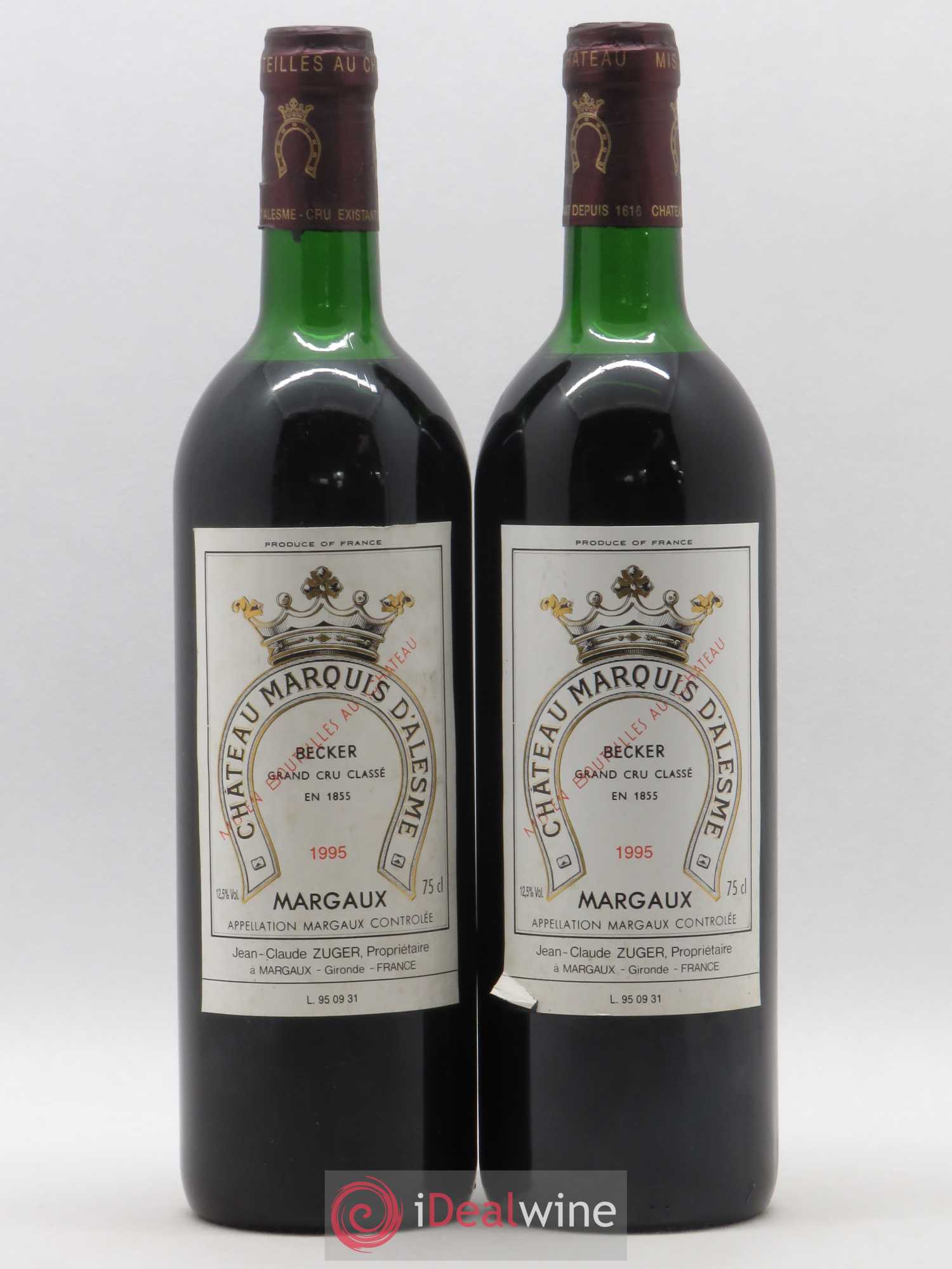 Château Marquis d'Alesme 1995 - Lot de 2 bouteilles - 0