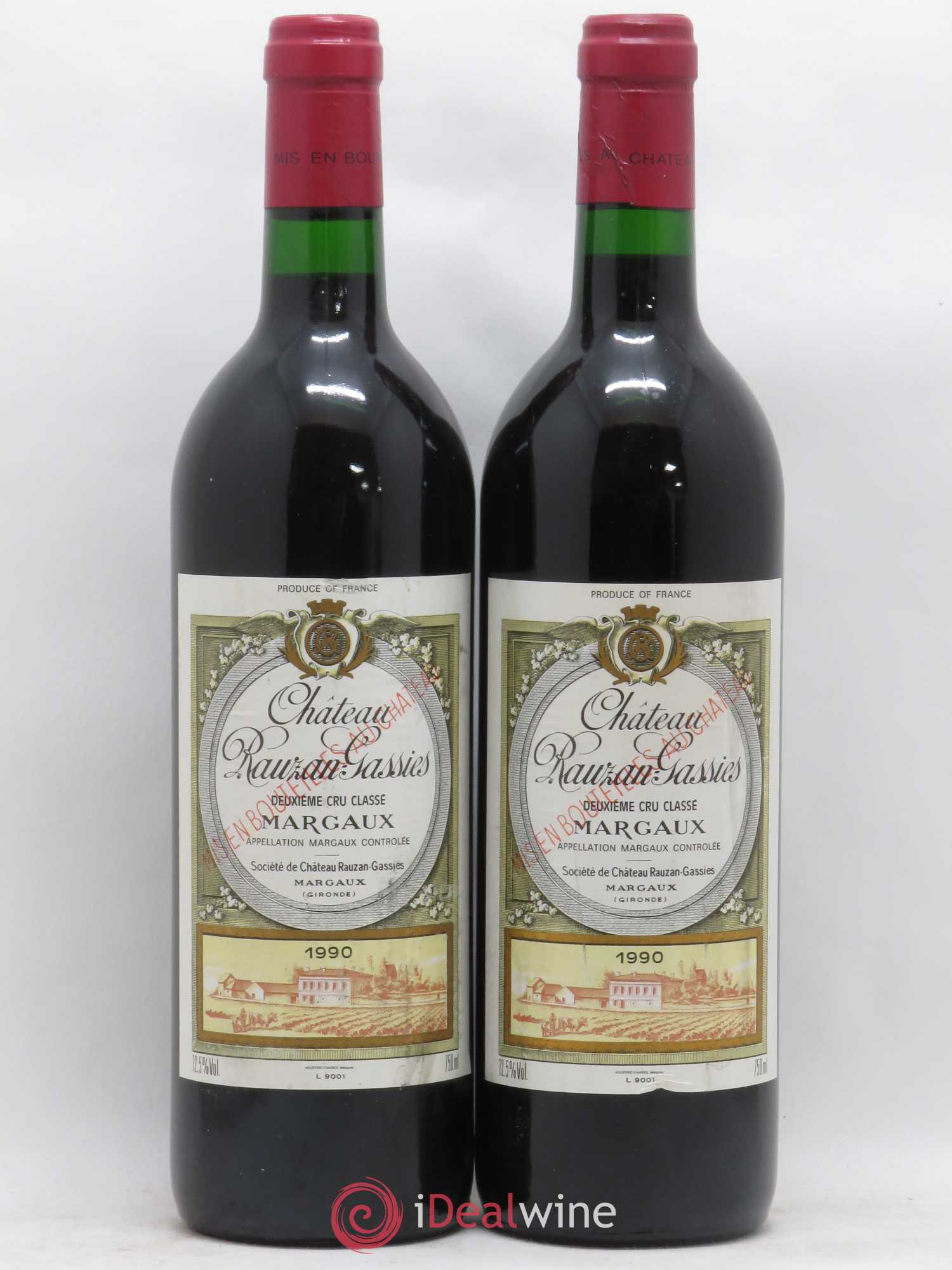 Château Rauzan-Gassies 2ème Grand Cru Classé 1990 - Lot de 2 bouteilles - 0