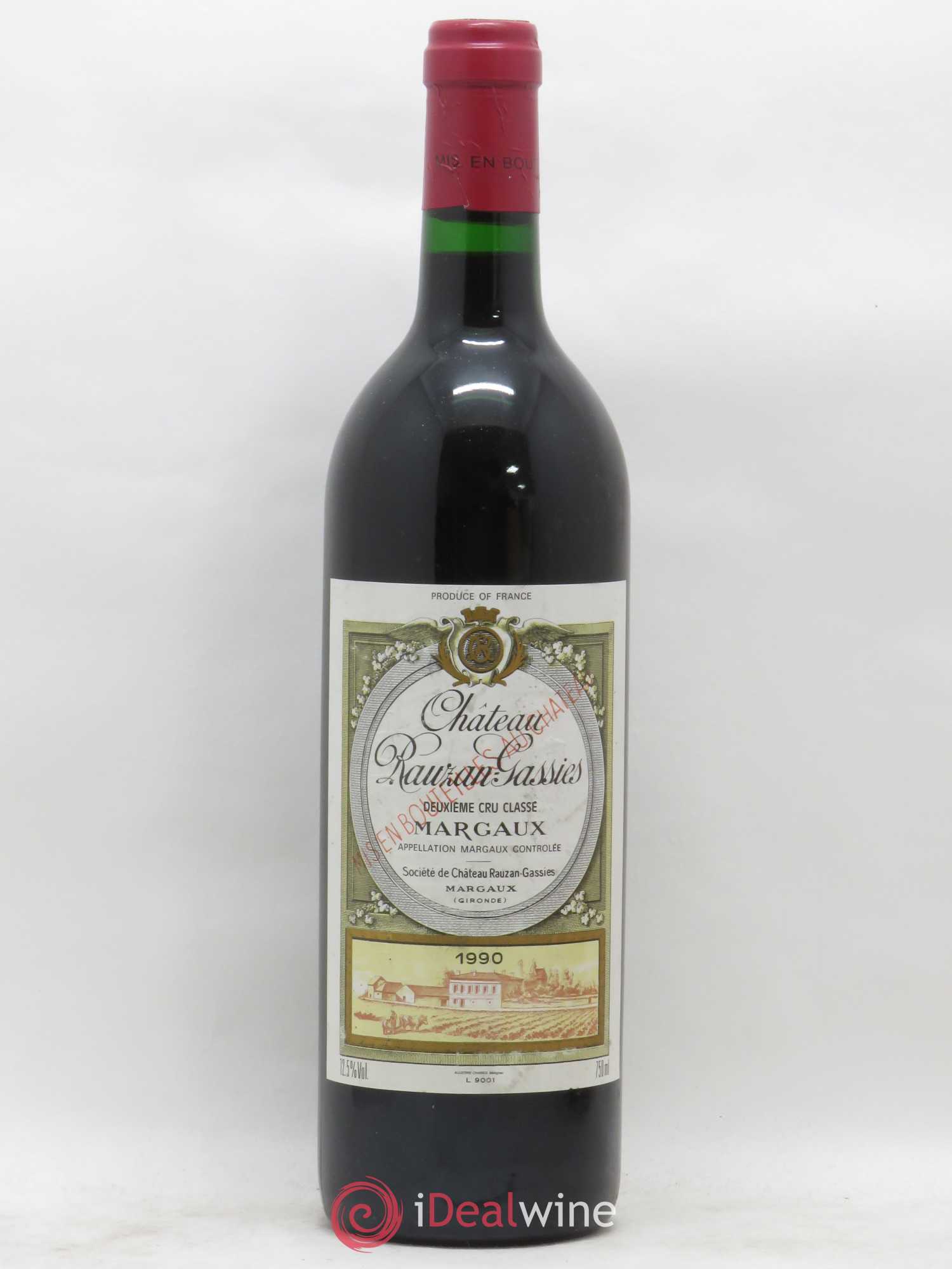 Château Rauzan-Gassies 2ème Grand Cru Classé 1990 - Lot de 1 bouteille - 0