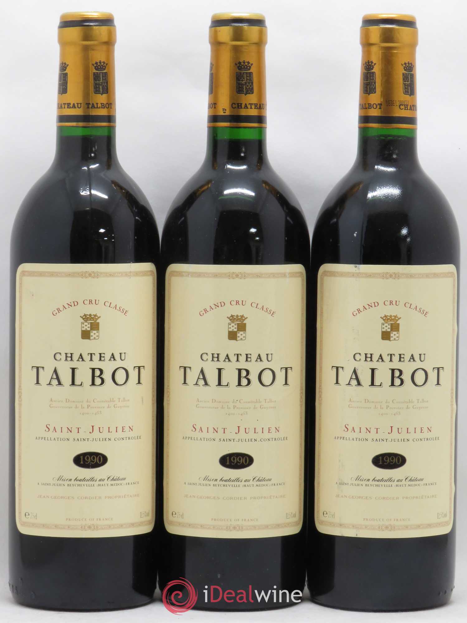 Château Talbot 4ème Grand Cru Classé 1990 - Lot de 3 bouteilles - 0
