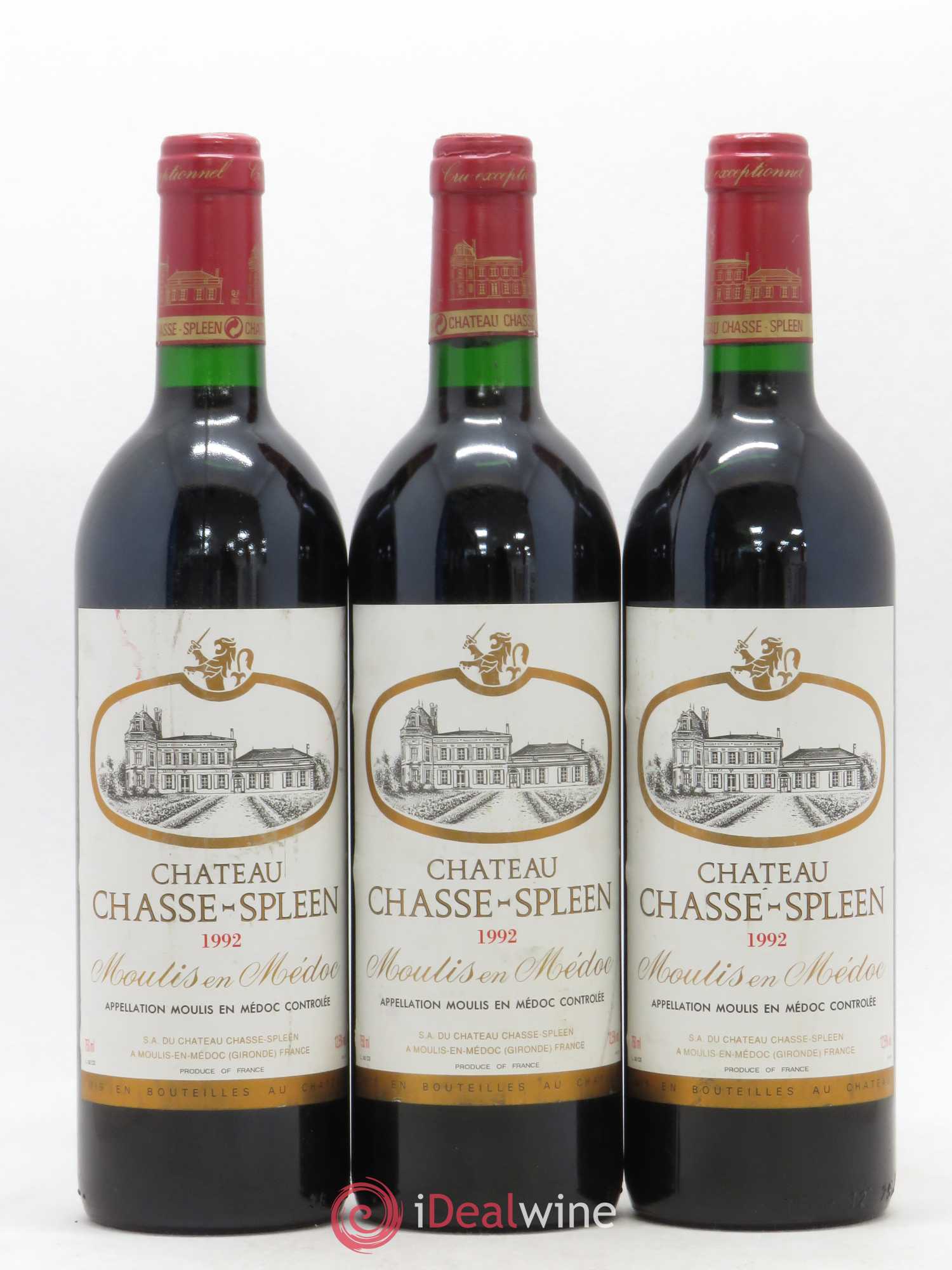 Château Chasse Spleen 1992 - Lot de 3 bouteilles - 0