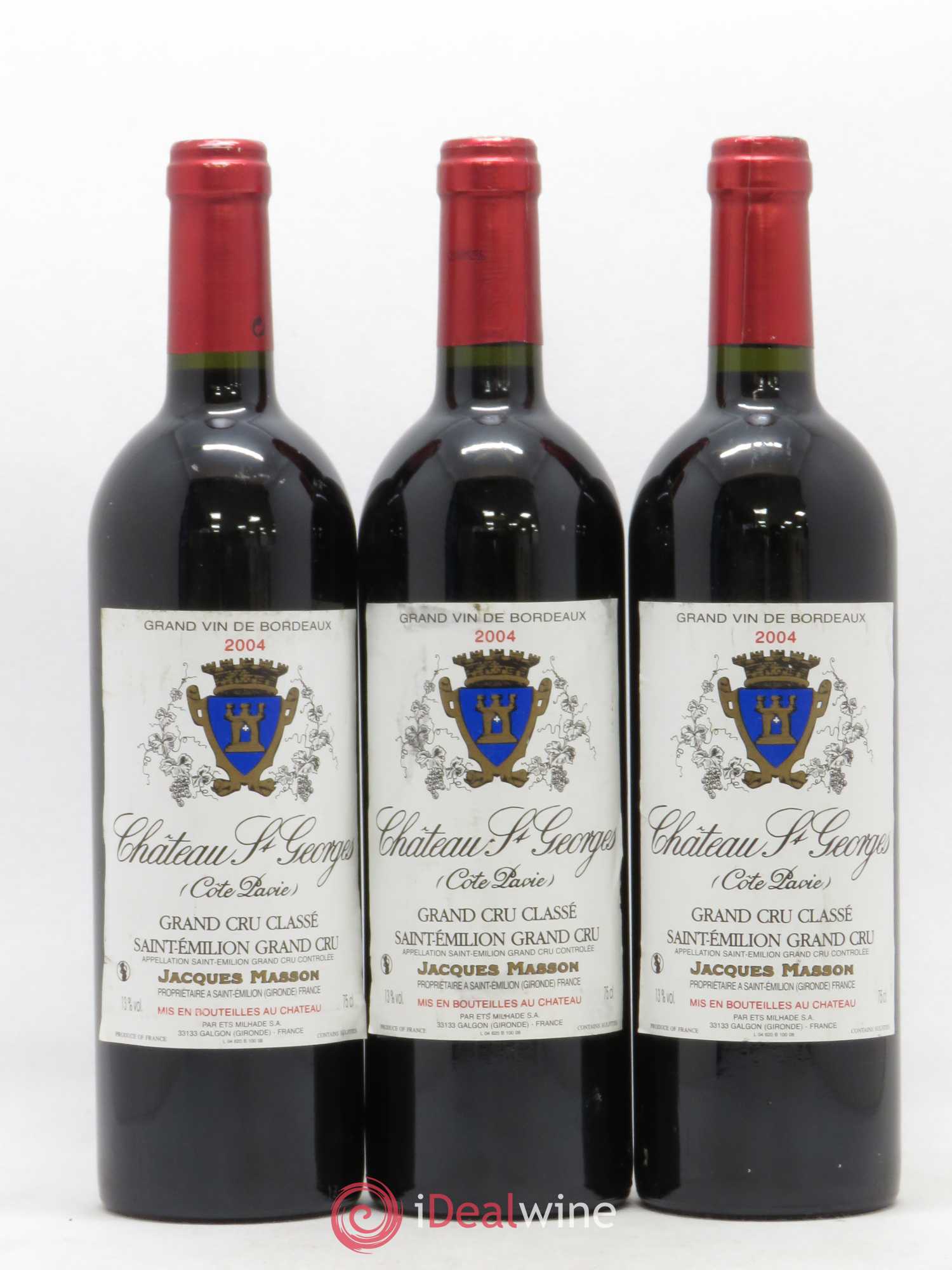 Château Saint-Georges Côte Pavie Grand Cru Classé 2004 - Lot de 3 bouteilles - 0